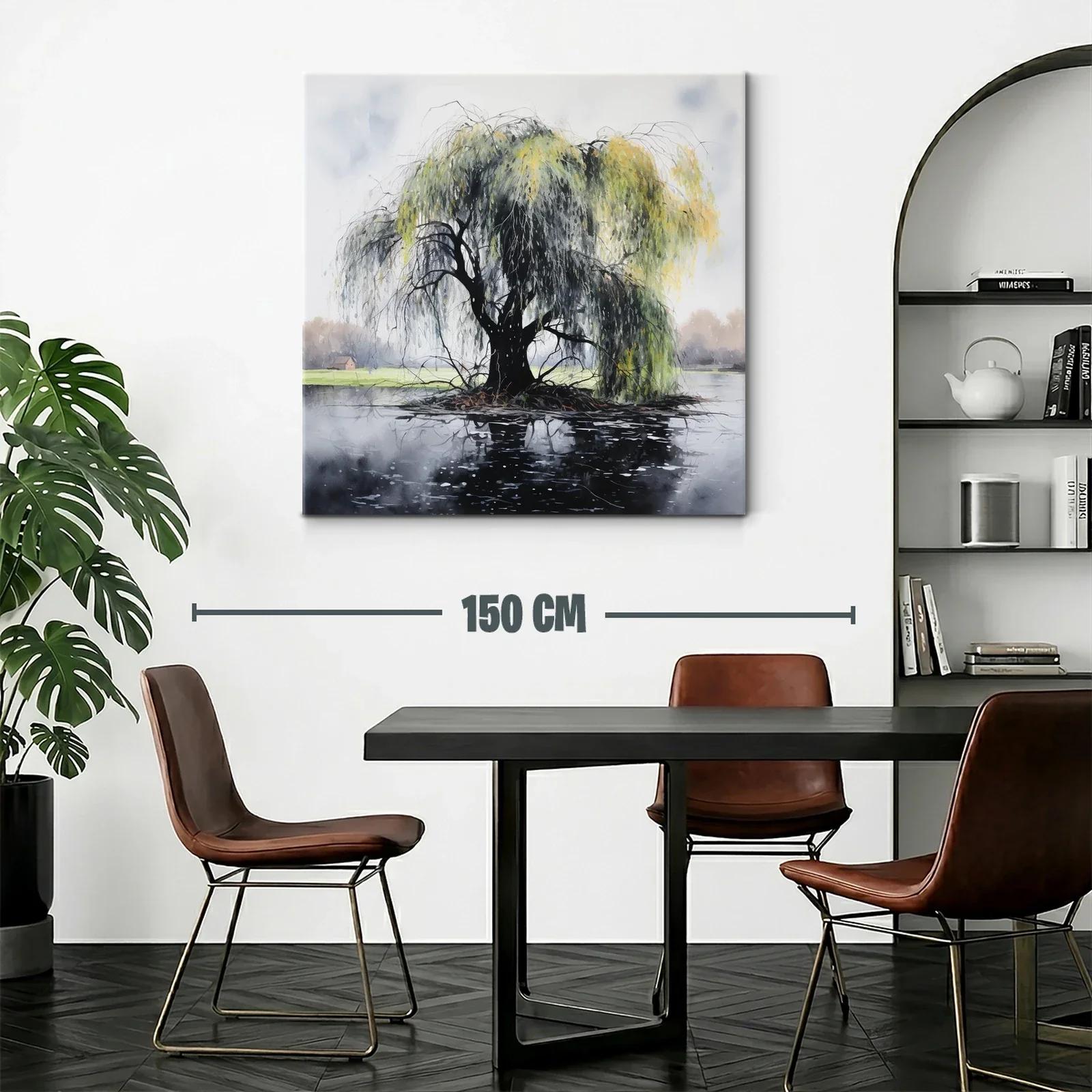 Árbol de Sauce Sobre Isla Reflejado en Lago — miniatura 2