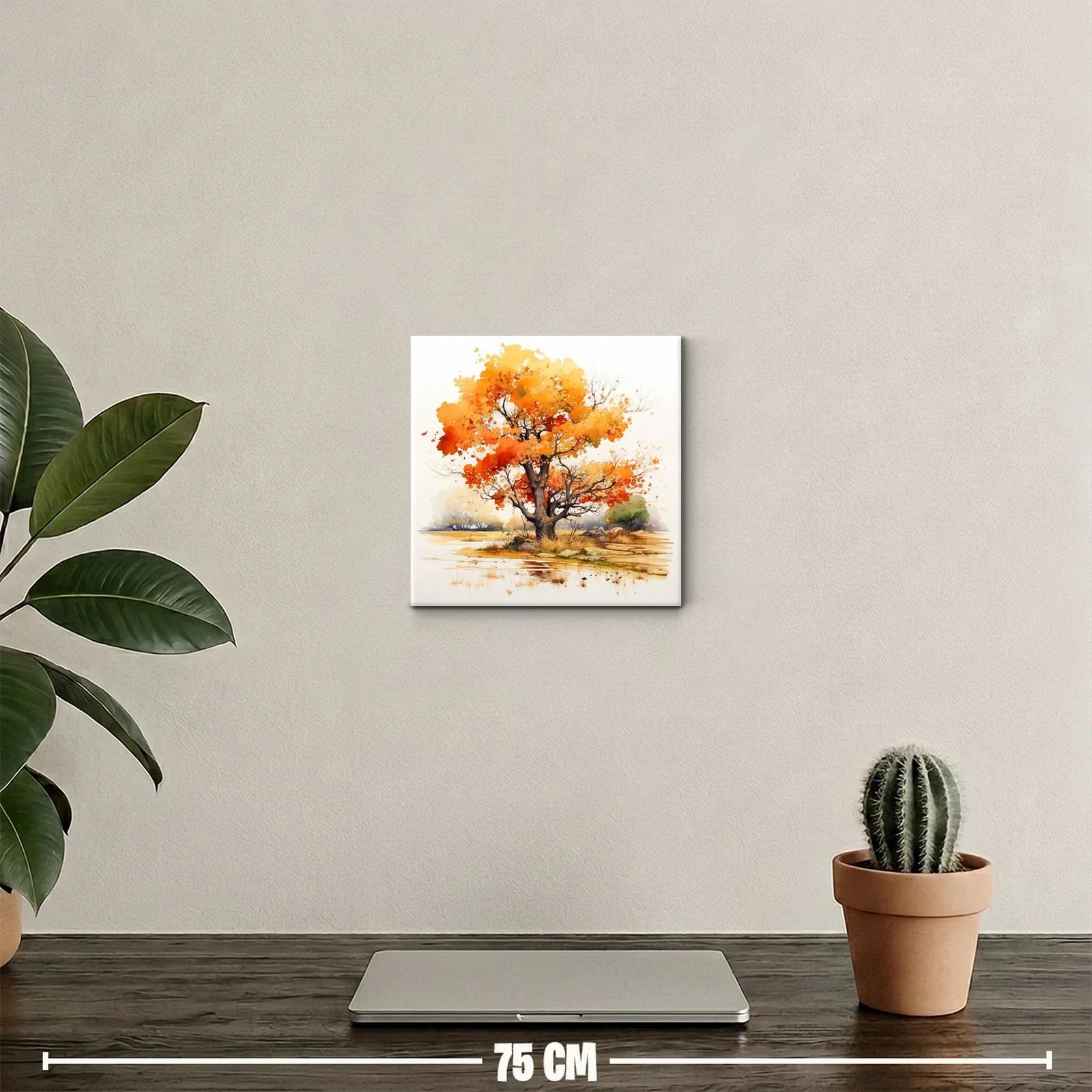 Árbol otoñal con tonos cálidos y paisaje sereno — miniatura 2