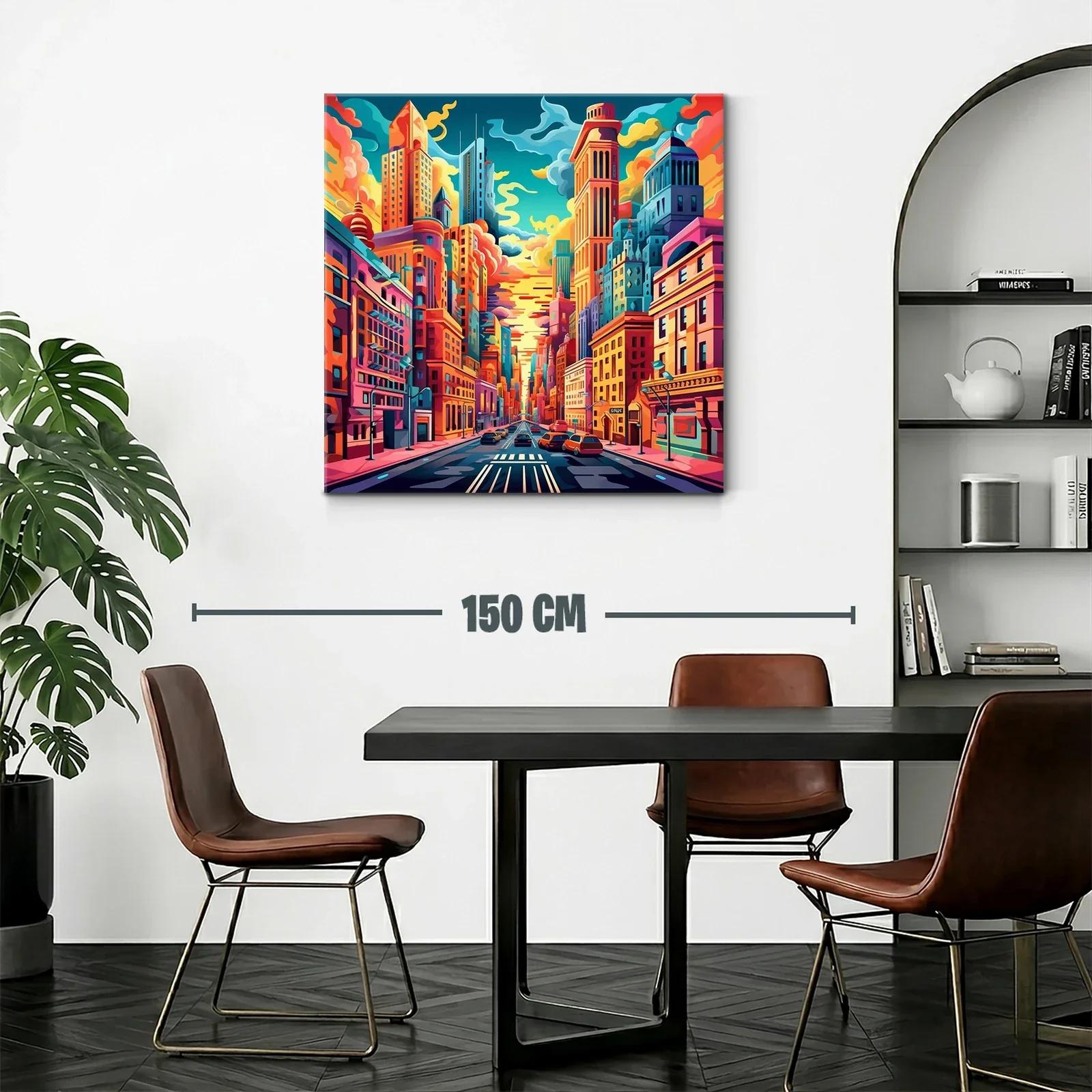 Vibrante paisaje urbano con cielo al atardecer — miniatura 2