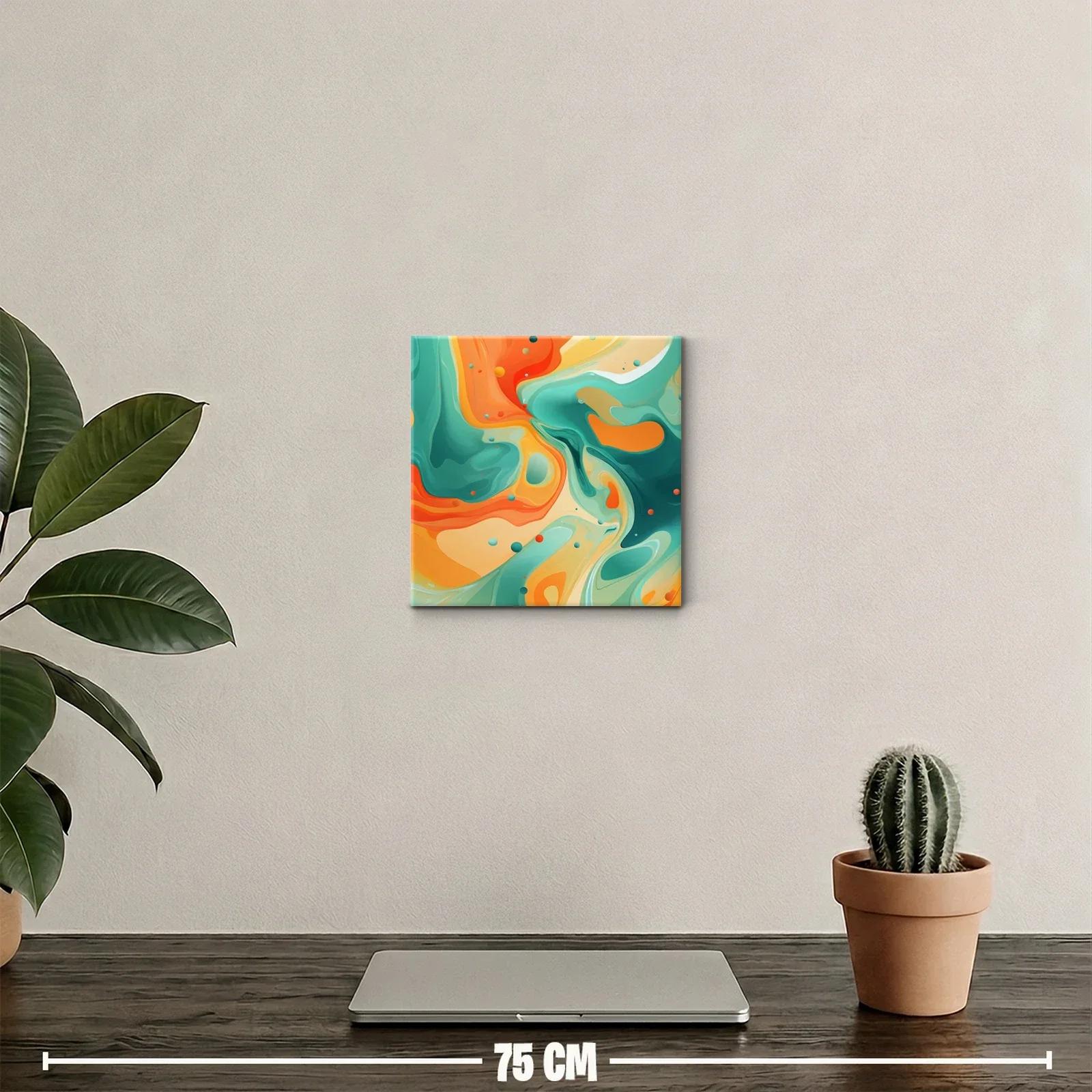 Arte abstracto con vibrantes tonos naranja y verde aqua — miniatura 2