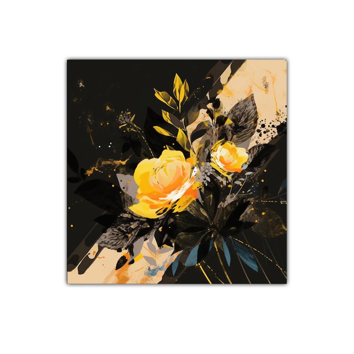 Rosas amarillas sobre fondo oscuro con detalles vibrantes — imagen principal