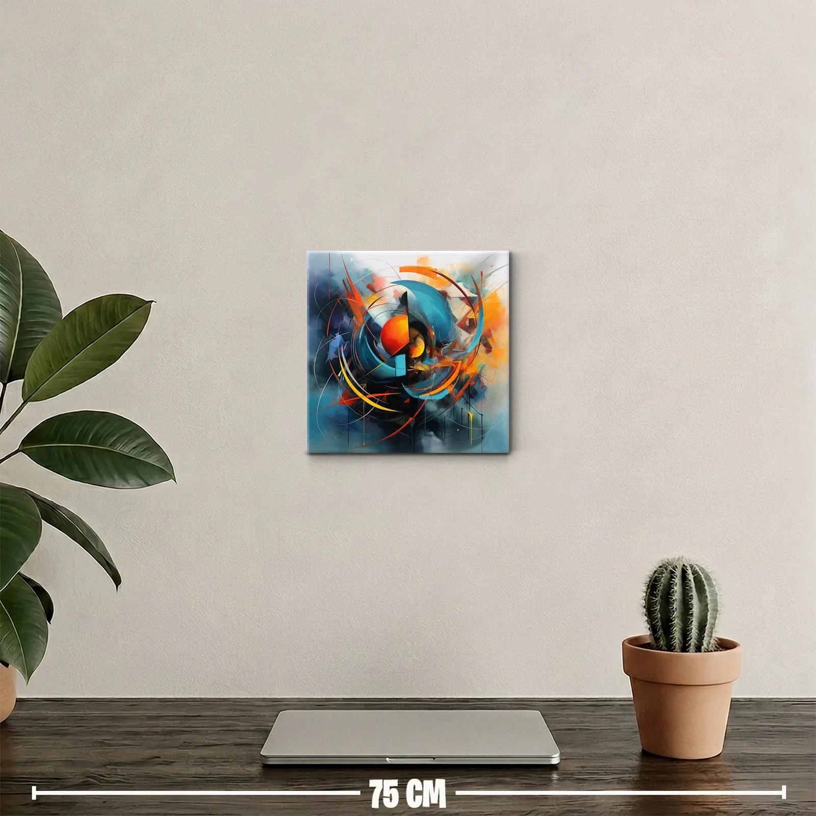 Cuadro abstracto con formas dinámicas y colores vibrantes — miniatura 2