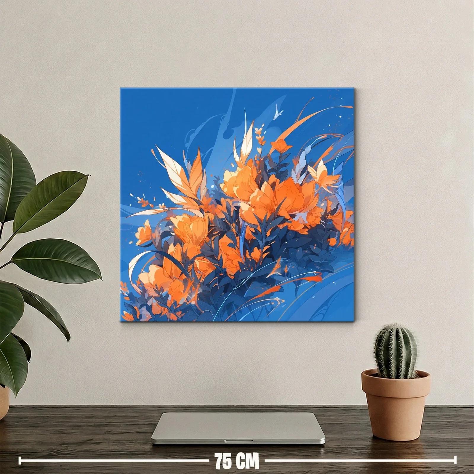 Composición floral vibrante en tonos naranjas y azules — miniatura 2