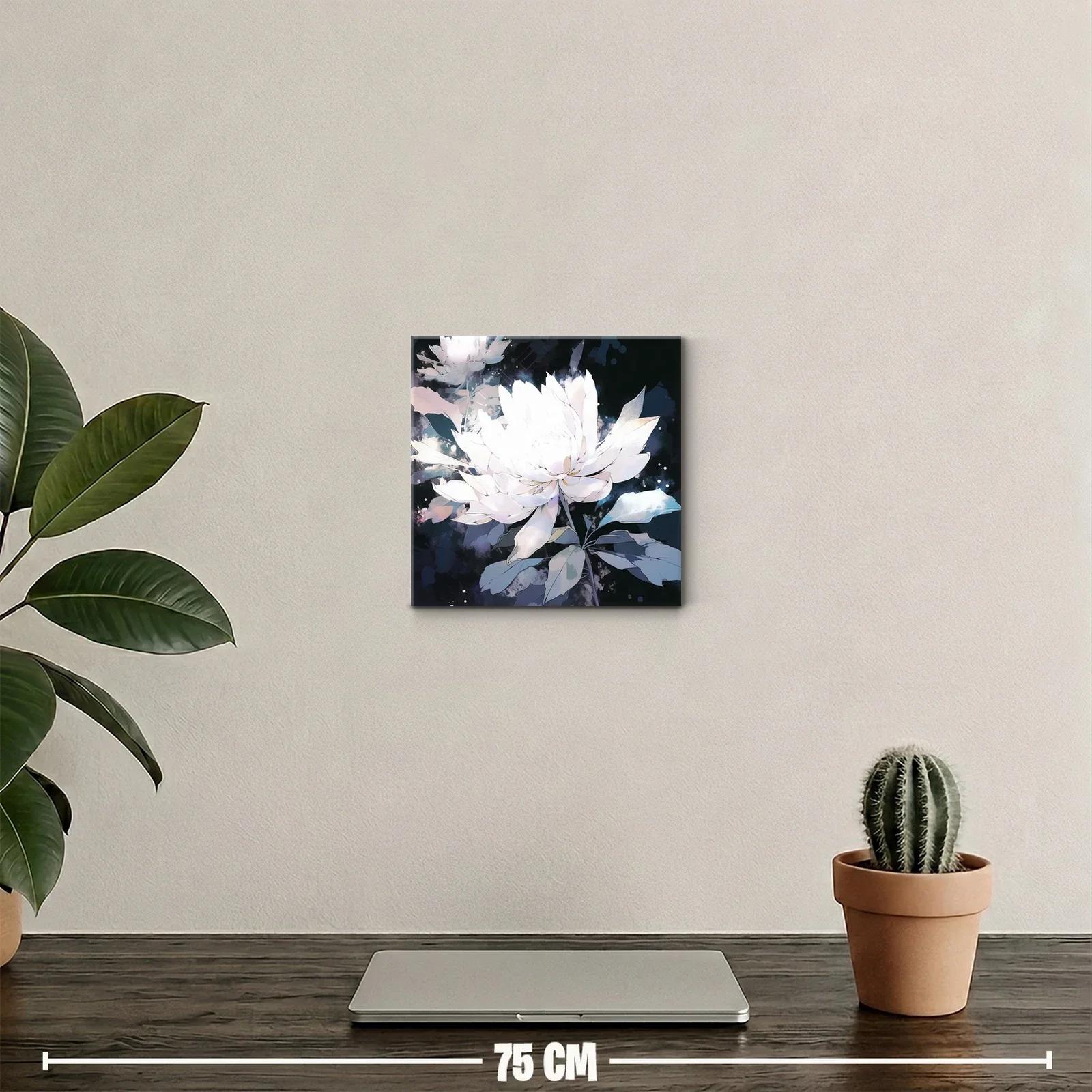 Cuadro Floral Blanco con Fondo Oscuro y Detalles Elegantes — miniatura 2