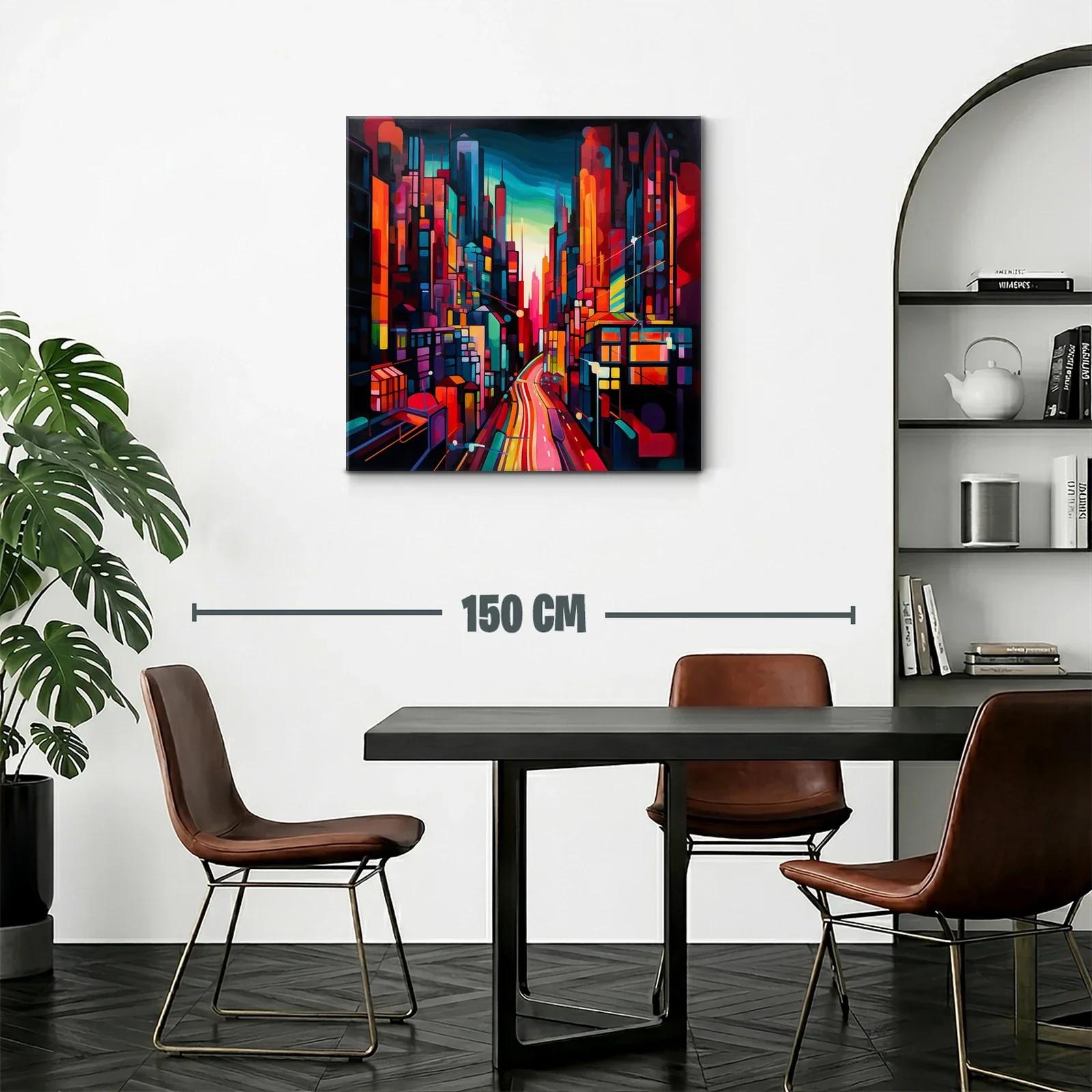 Ciudad vibrante al atardecer con luces intensas y dinámicas — miniatura 2