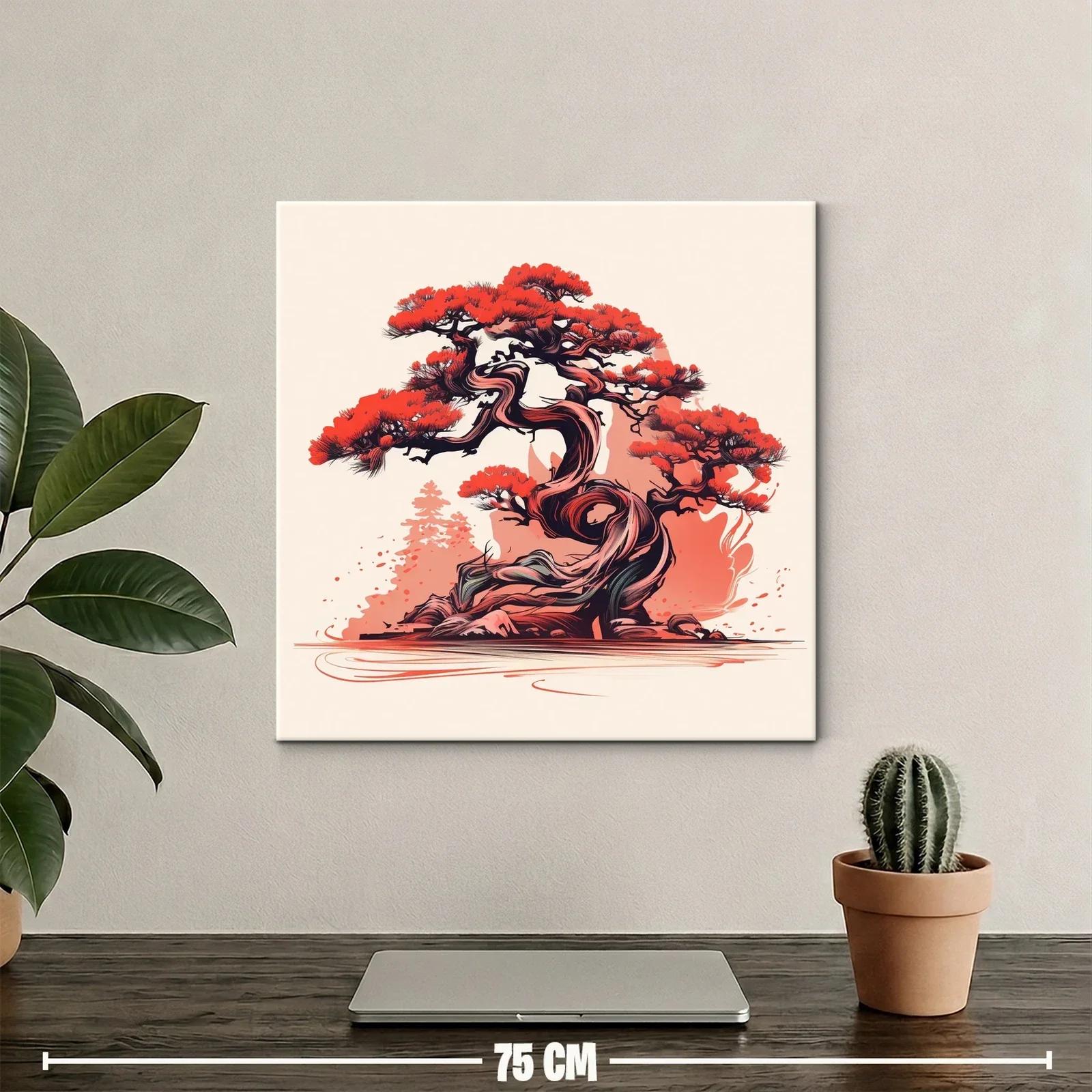 Árbol bonsái con vibrantes tonos rojos y negros — miniatura 2