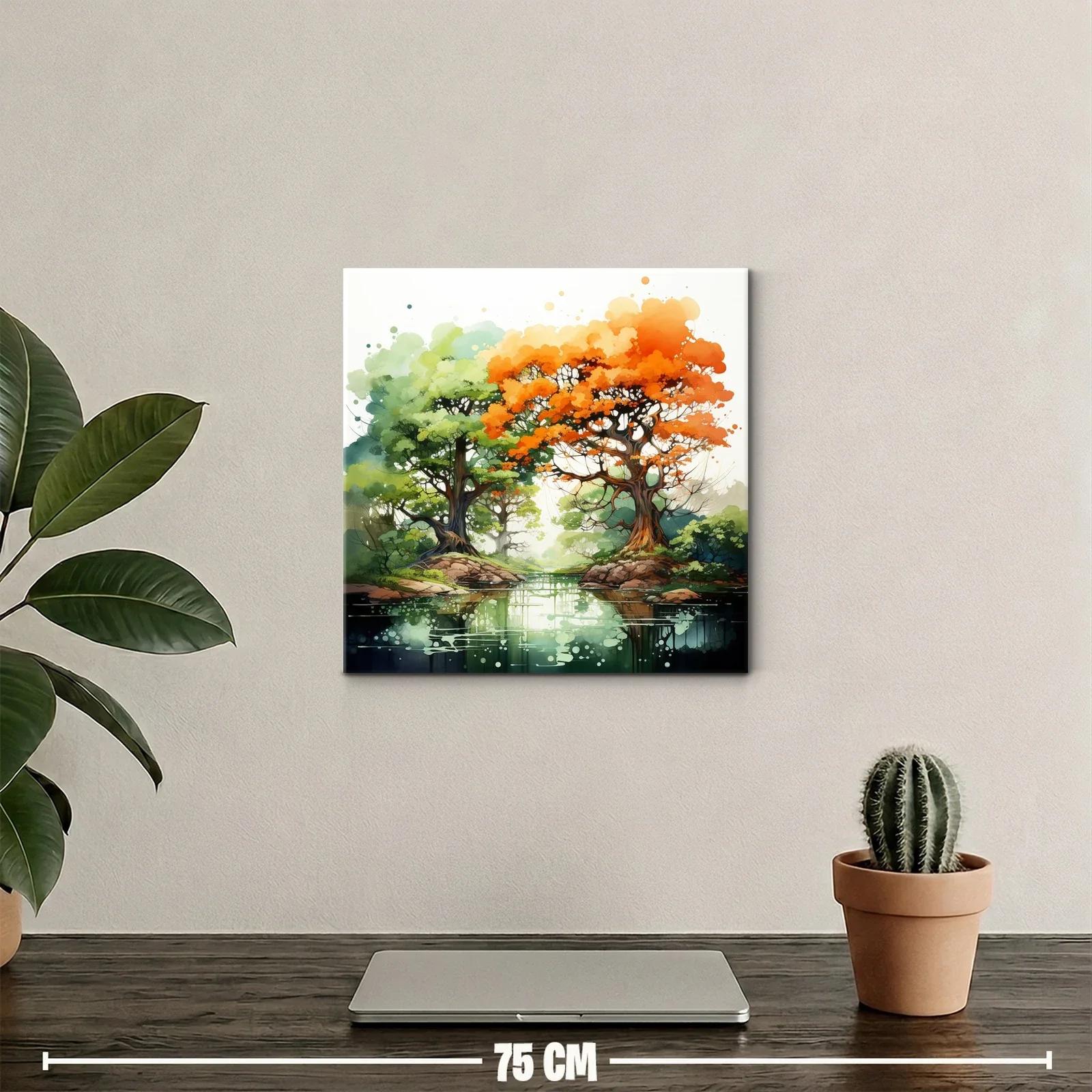 Paisaje con árboles vibrantes reflejados en el agua — miniatura 2