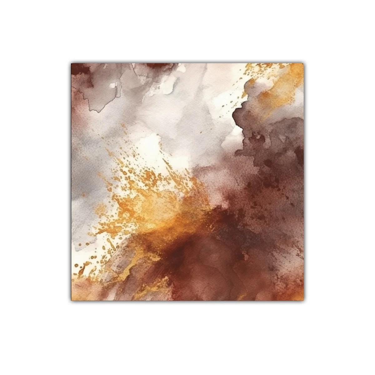 Cuadro abstracto en tonos tierra y dorados cálidos
