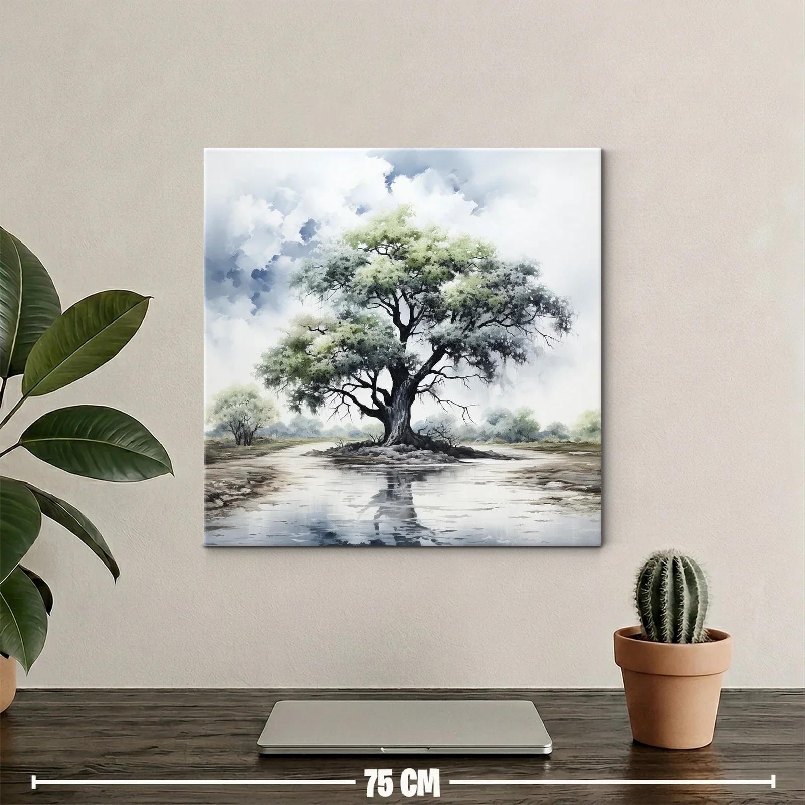 Árbol solitario con reflejo en aguas tranquilas — miniatura 2