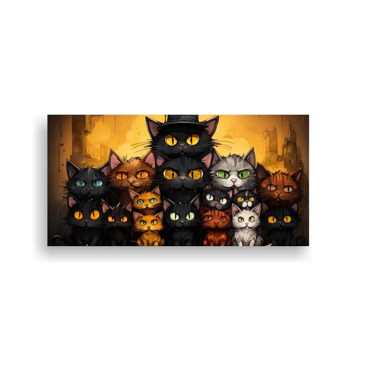 Cuadro grupo de gatos de ojos brillantes con sombrero de copa — imagen principal
