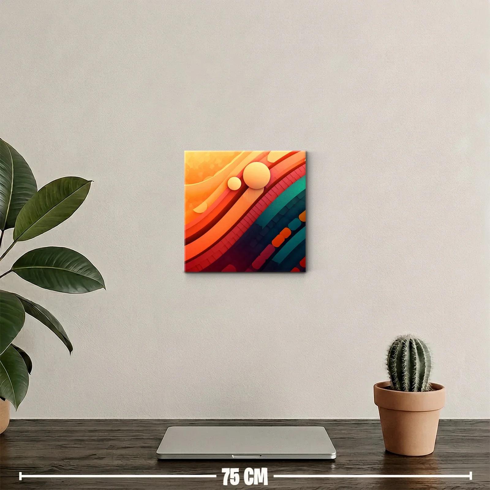 Arte abstracto con formas circulares y ondas multicolor — miniatura 2