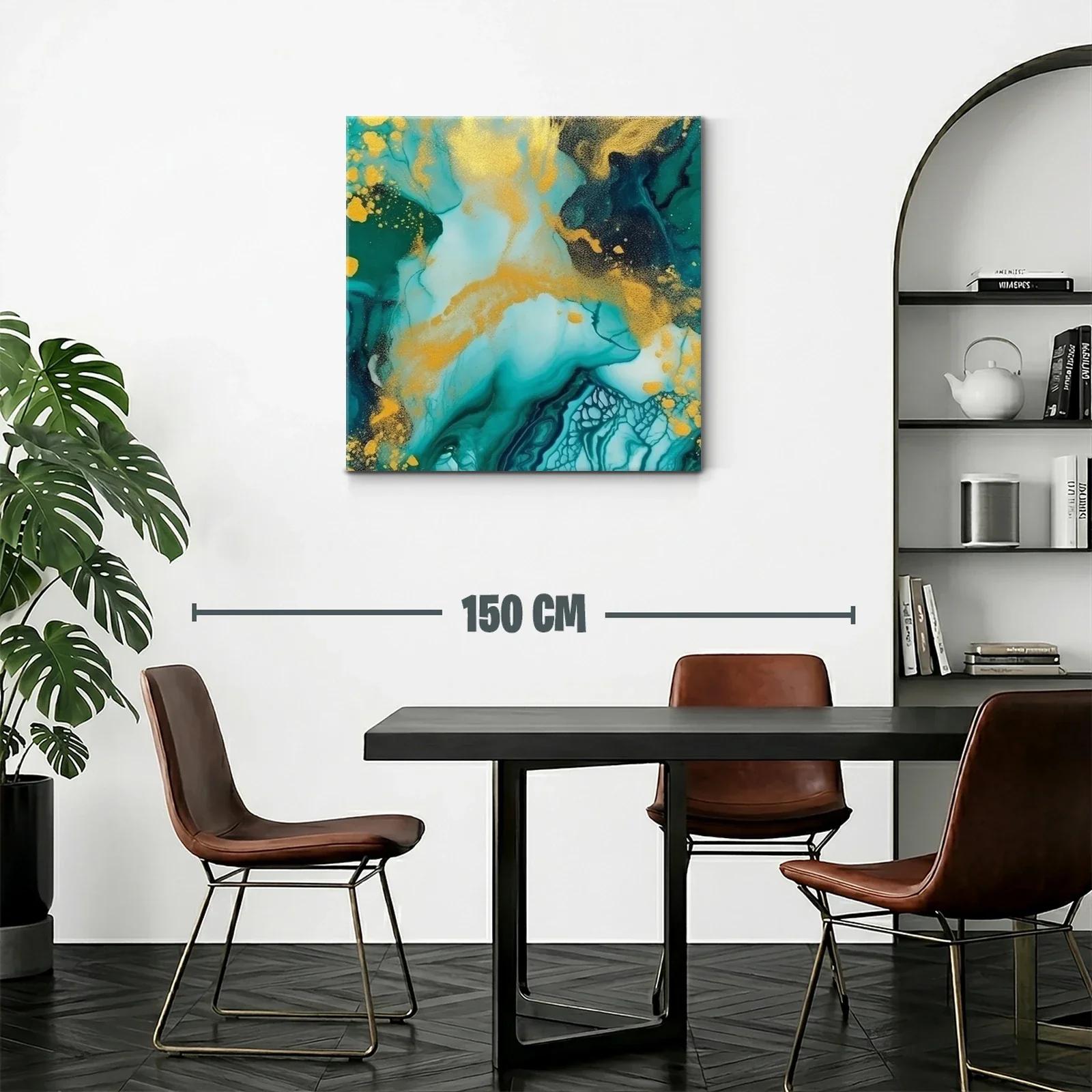 Vida marina abstracta con tonos turquesa y dorados brillantes — miniatura 2