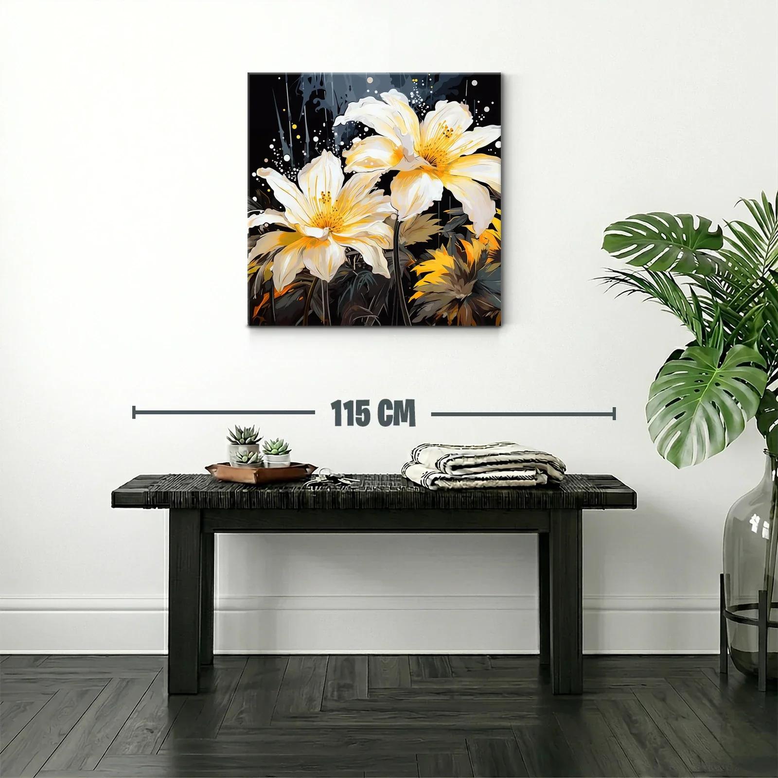 Flores luminosas en tonos amarillos sobre fondo oscuro — miniatura 2