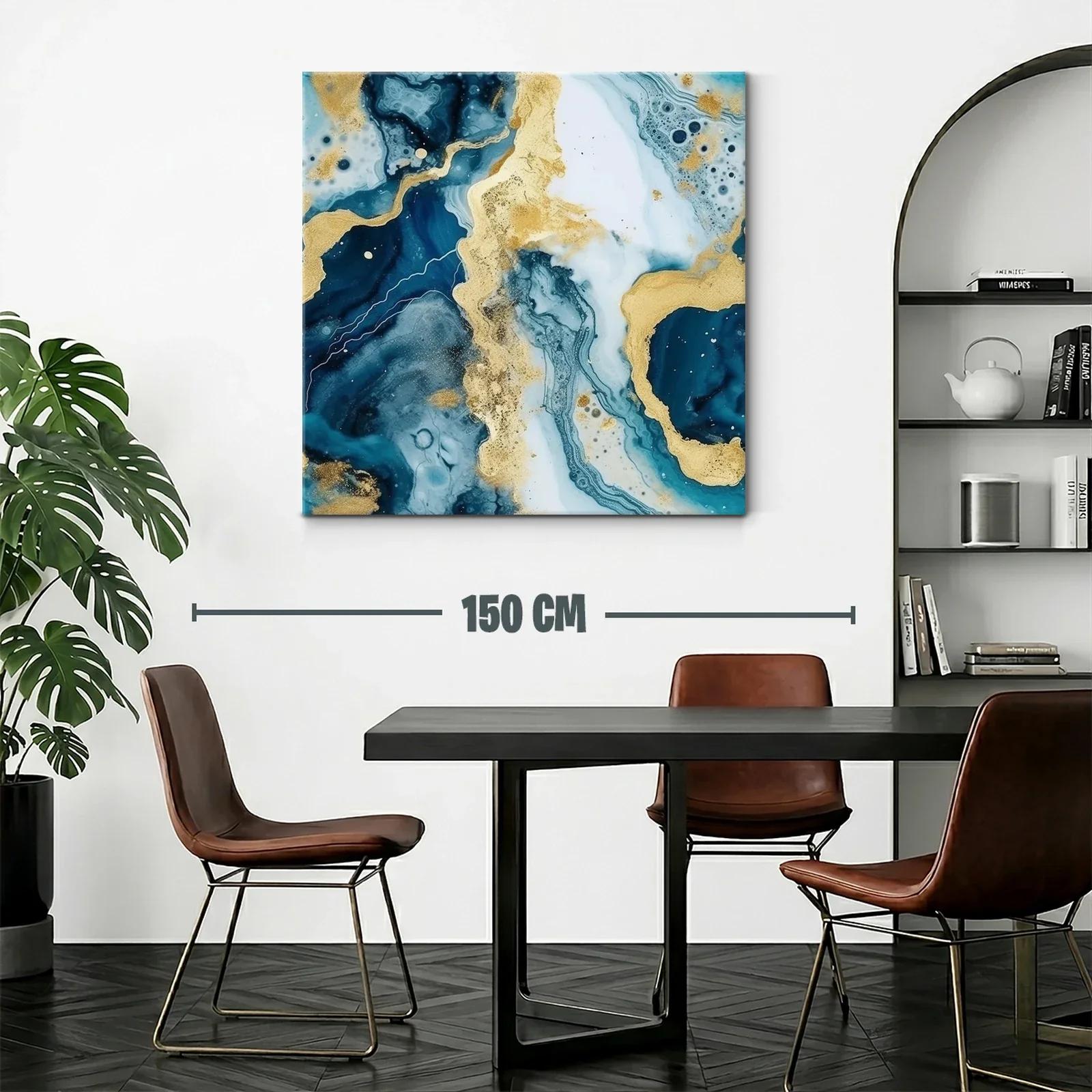 Arte abstracto en tonos azules y dorados sofisticados — miniatura 2