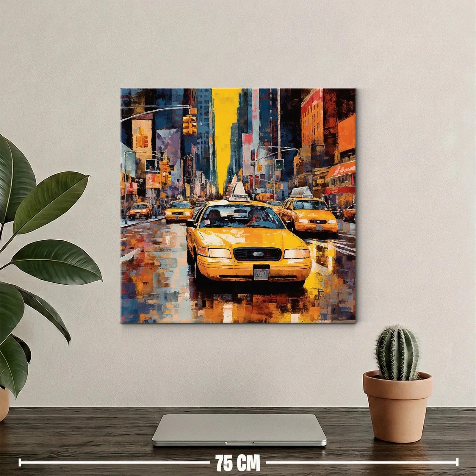 Vibrante escena urbana con taxis amarillos en ciudad — miniatura 2