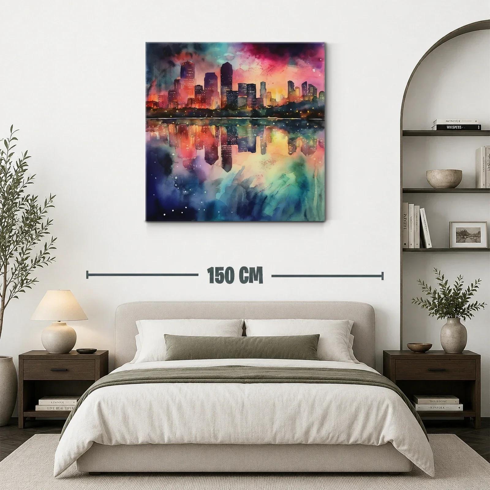Atardecer urbano con reflejos vibrantes y luz cálida — miniatura 3