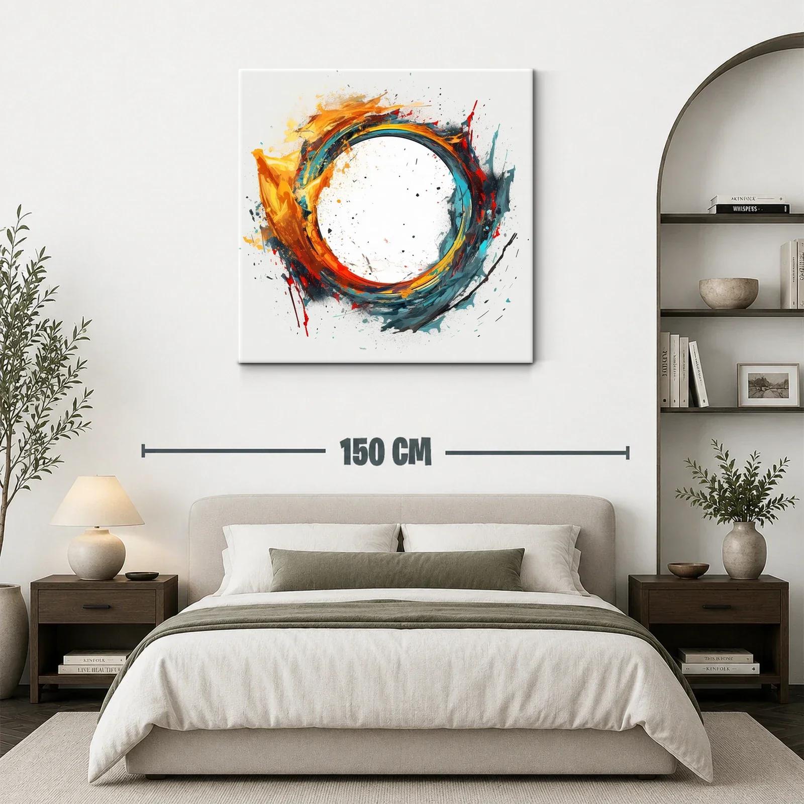 Cuadro abstracto con círculo dinámico en tonos vivos — miniatura 3