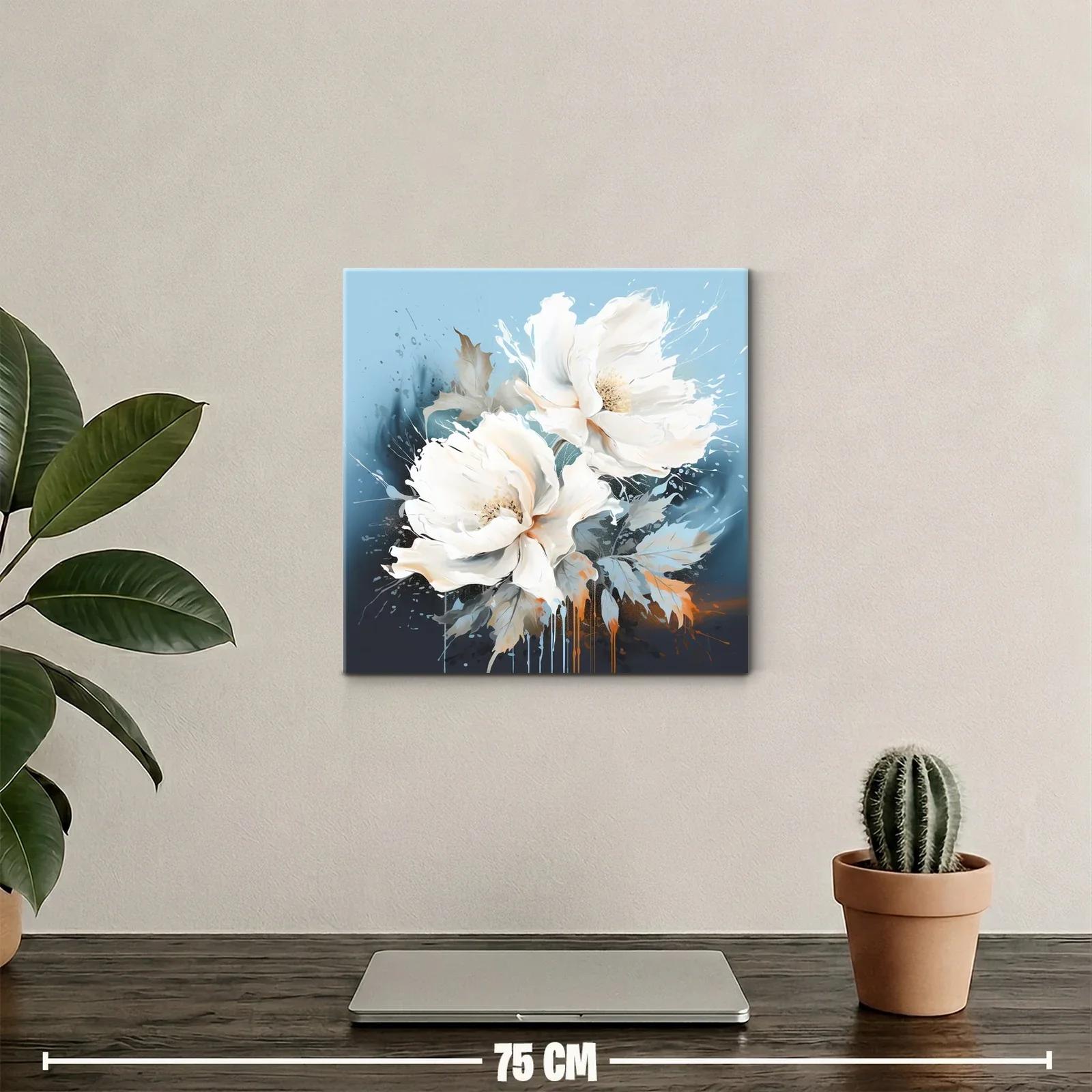 Cuadro floral en tonos suaves y vibrantes azules — miniatura 2