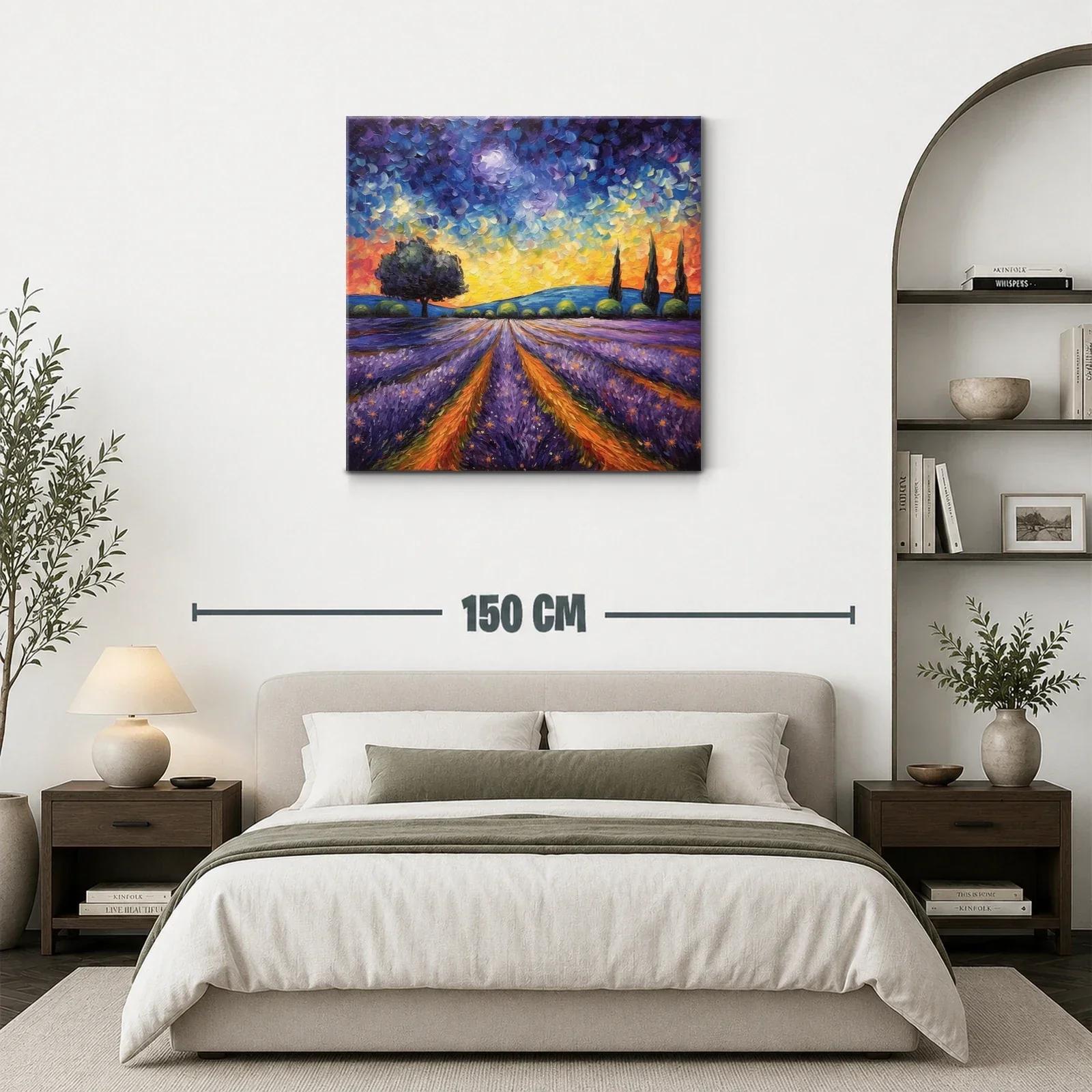 Paisaje de atardecer con campos de lavanda vibrantes — miniatura 3