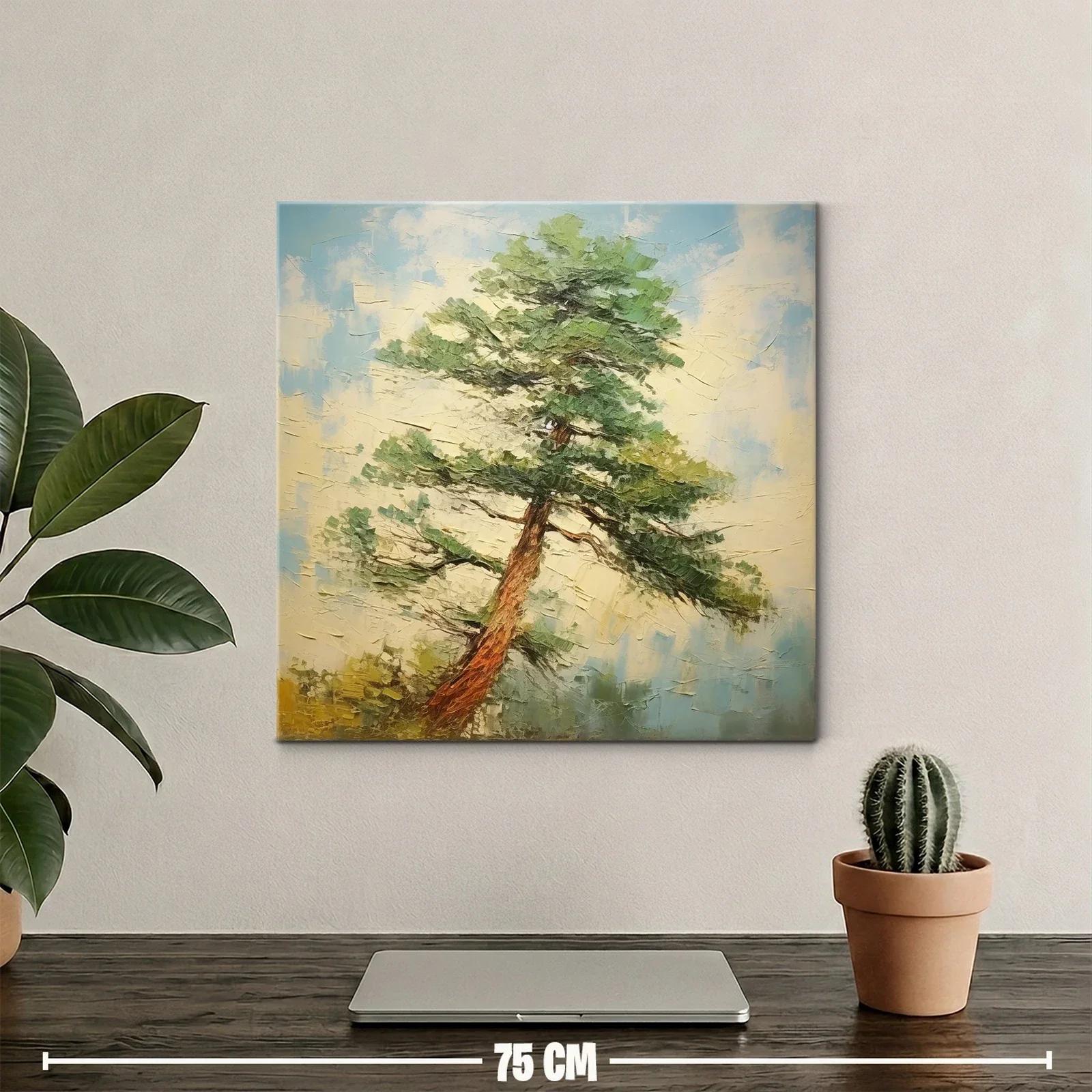 Cuadro de árbol solitario con cielo azul y tonos naturales — miniatura 2