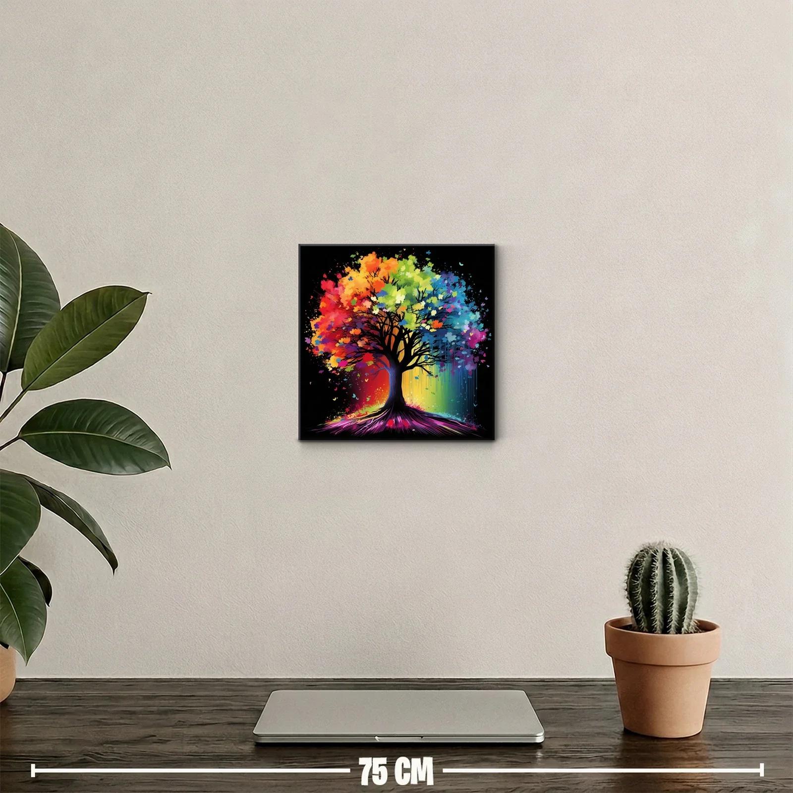 Árbol de colores vibrantes en fondo negro — miniatura 2