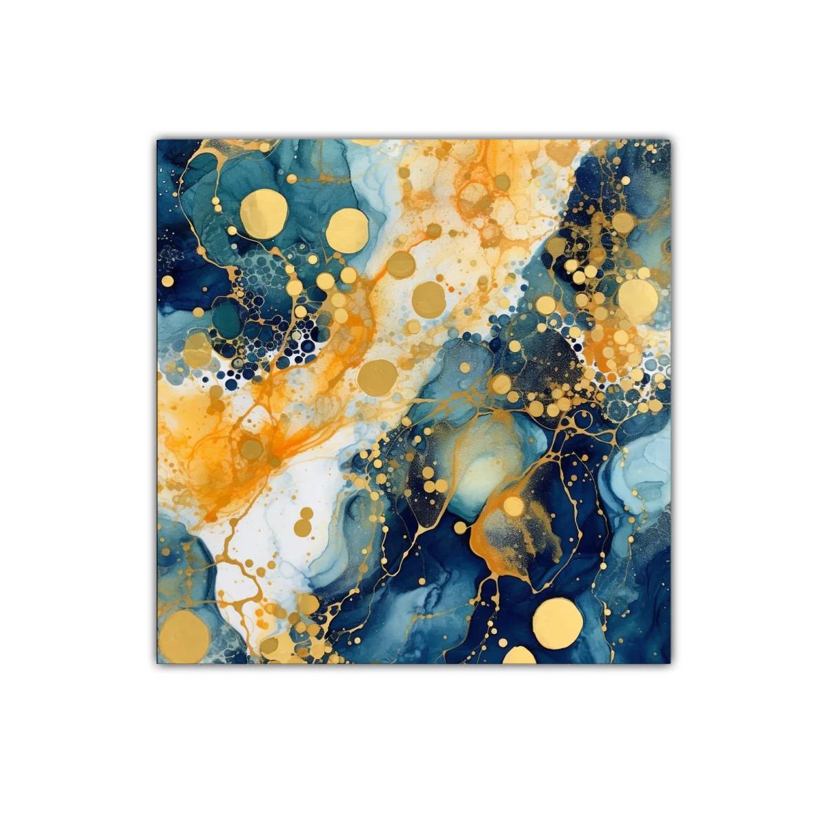 Cuadro decorativo con diseño abstracto en tonos dorados y azules — imagen principal