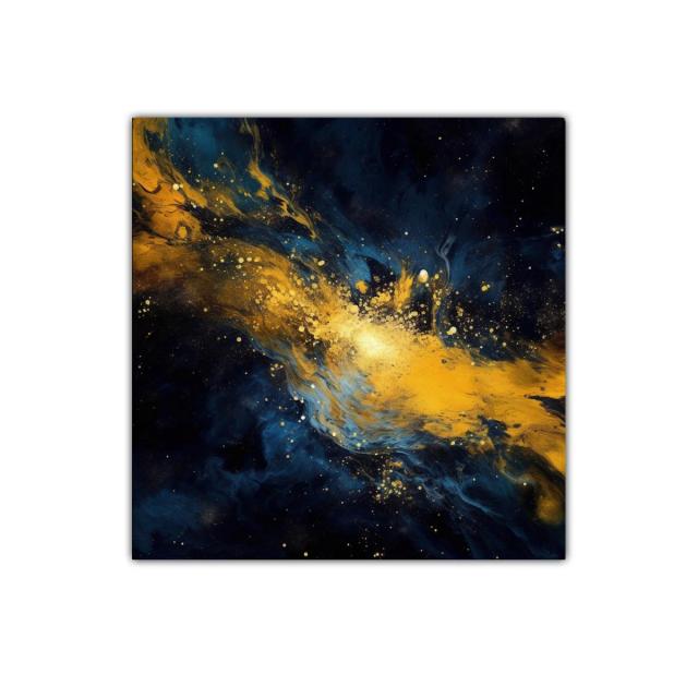 Explosión Dorada en Profundidad Azul Oscuro