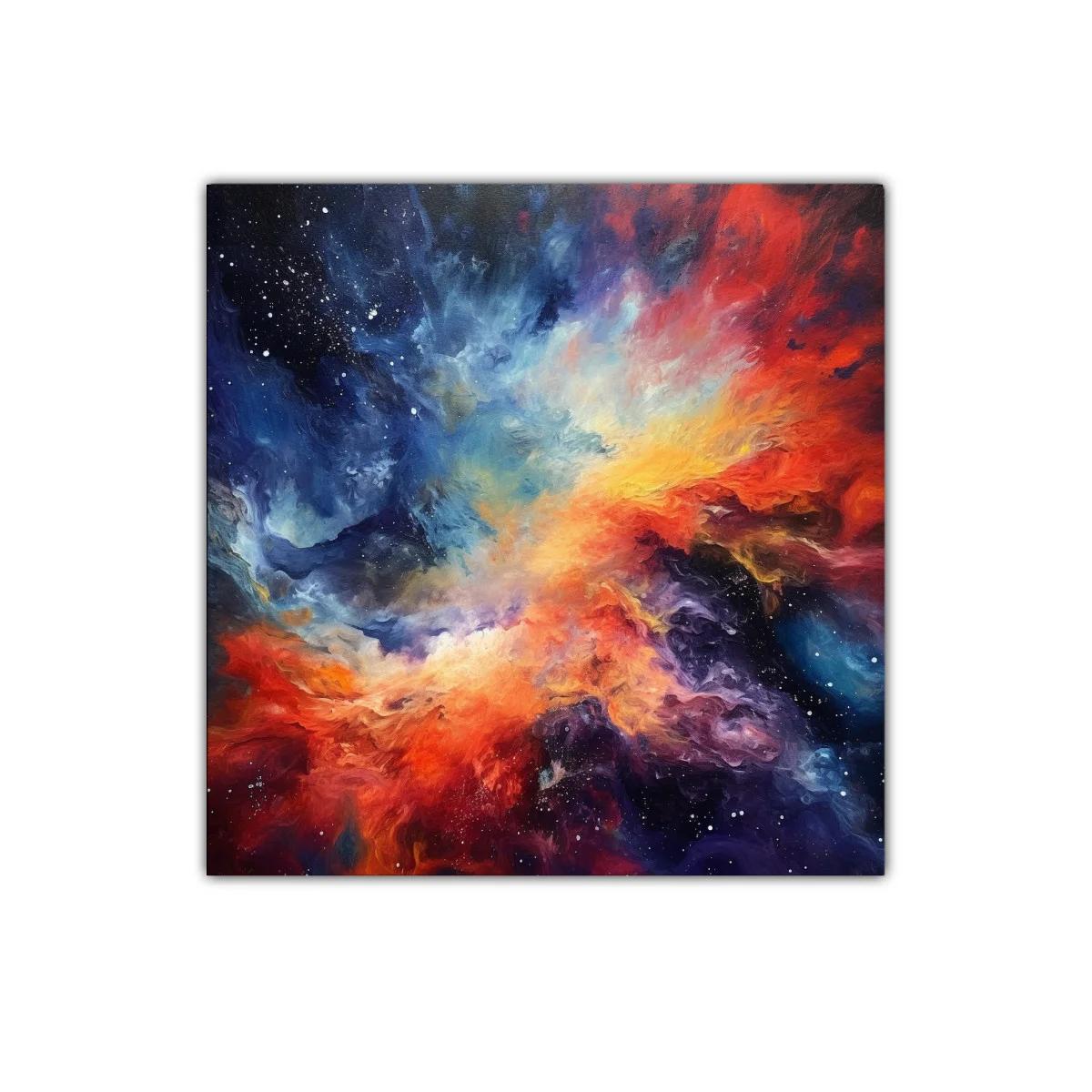 Cuadro abstracto con explosión cósmica de colores vibrantes