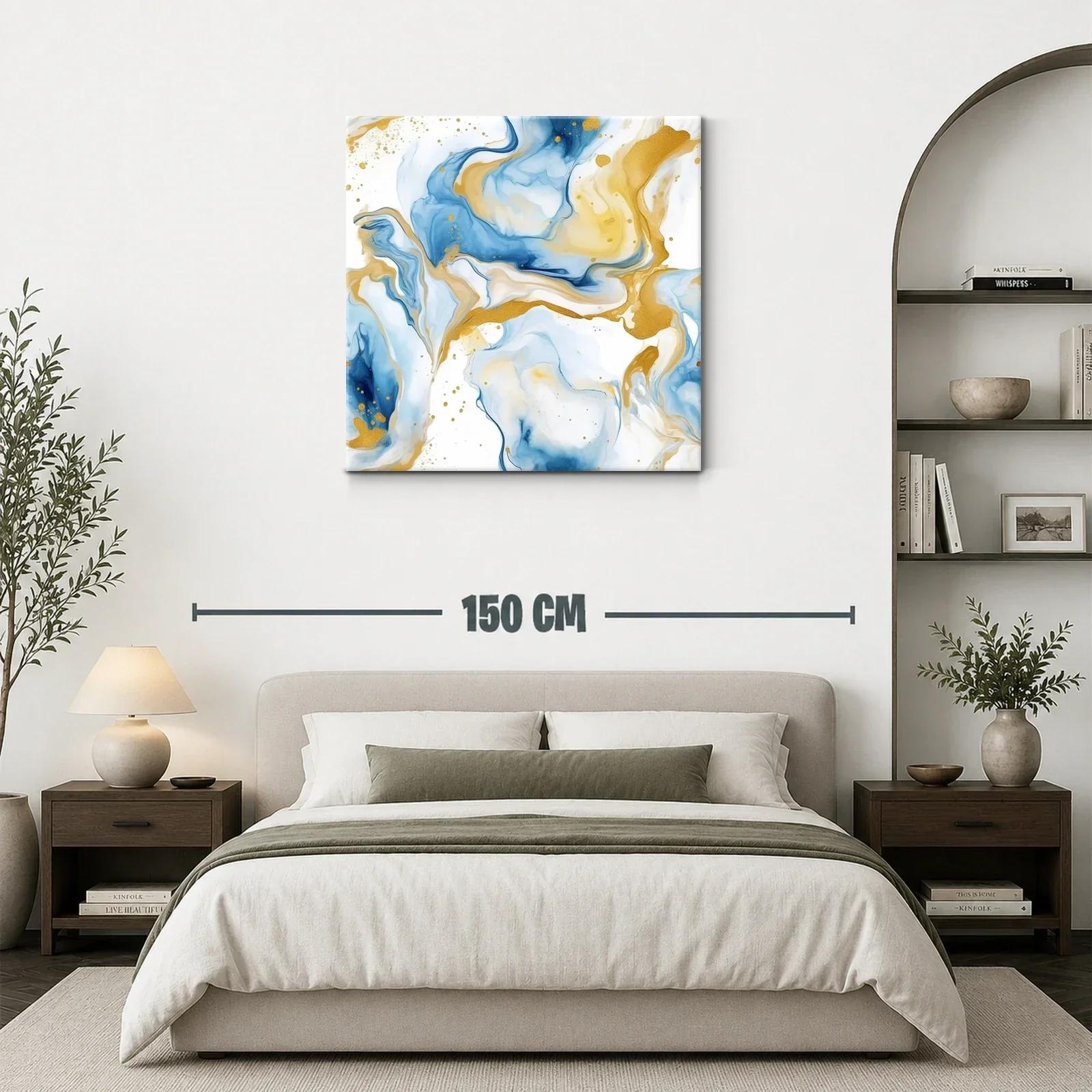 Composición abstracta en tonos azules y dorados — miniatura 3