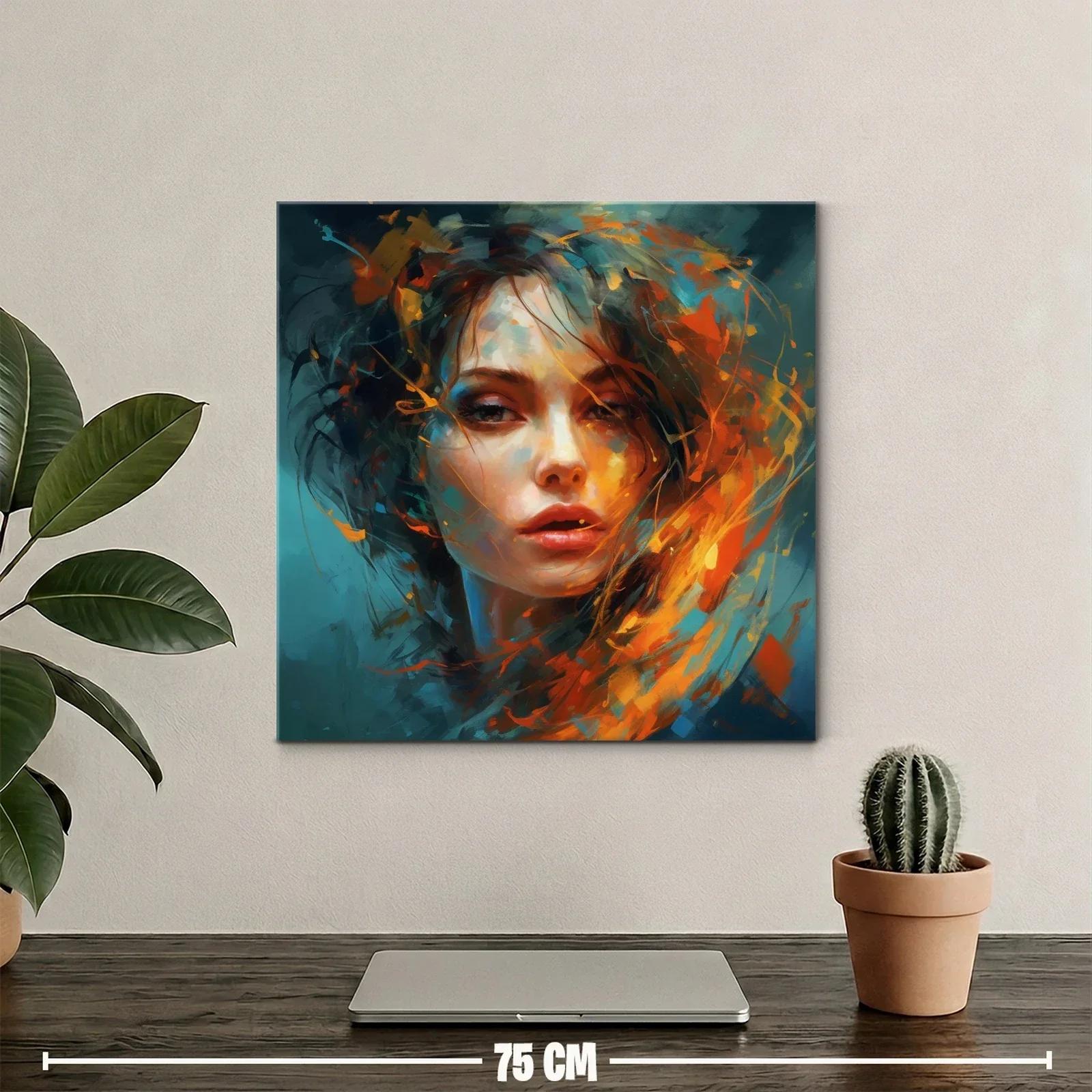 Retrato femenino con vibrantes tonos cálidos y fríos — miniatura 2