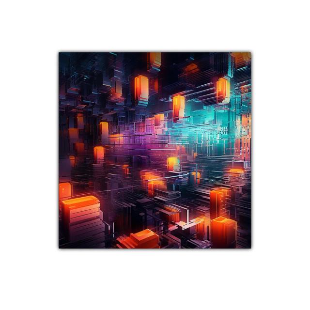 Composición abstracta con luces cálidas y tonos fríos contrastantes