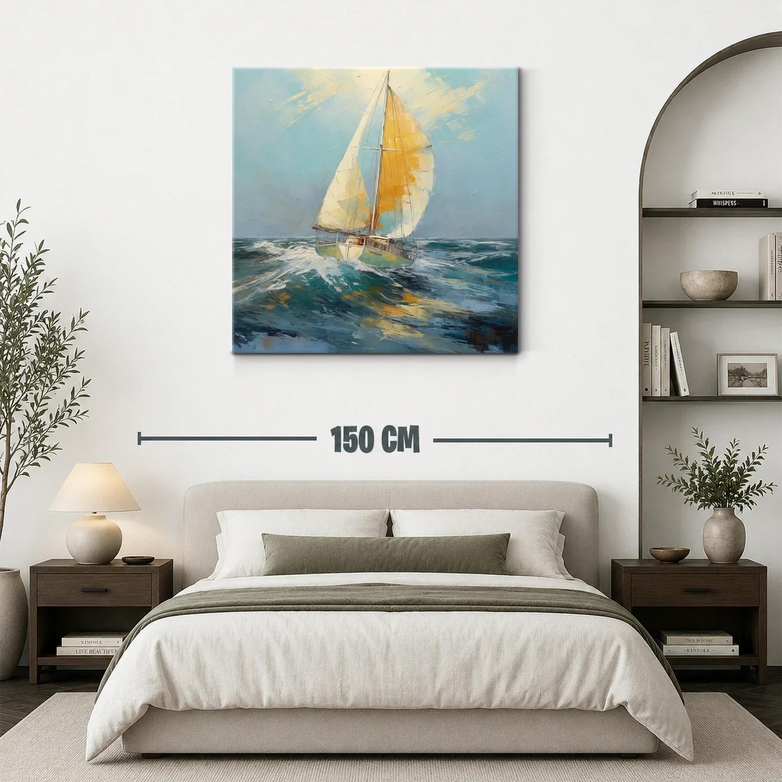 Velero navegando entre olas al viento marino — miniatura 3