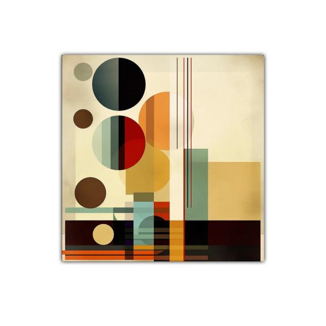 Composición geométrica abstracta con tonos cálidos y fríos