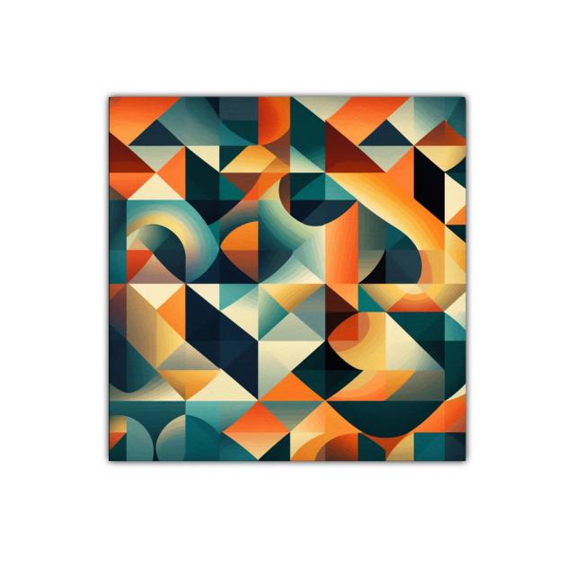 Cuadro decorativo con diseño geométrico moderno en tonos cálidos