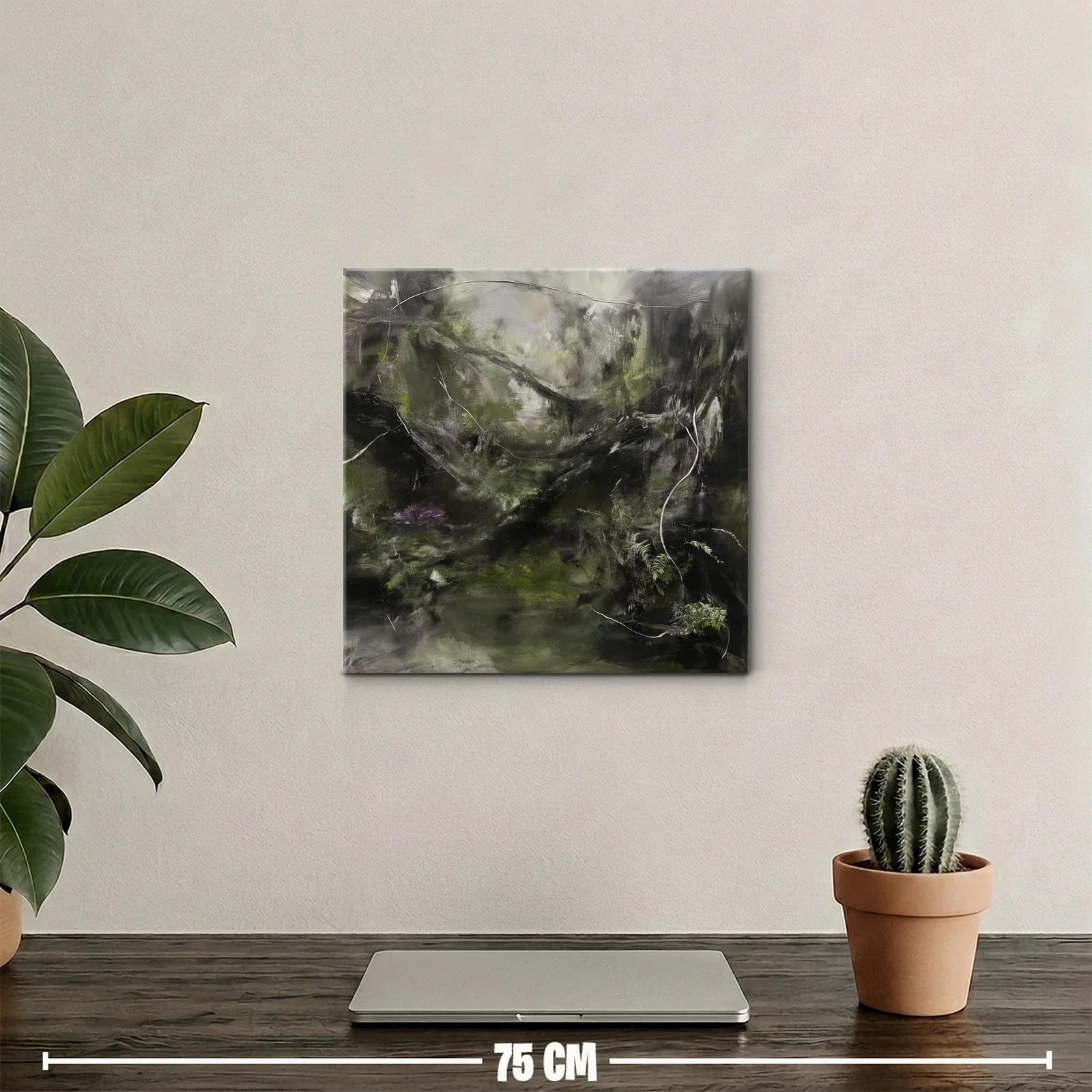 Paisaje abstracto con tonos oscuros y verdes naturales — miniatura 2