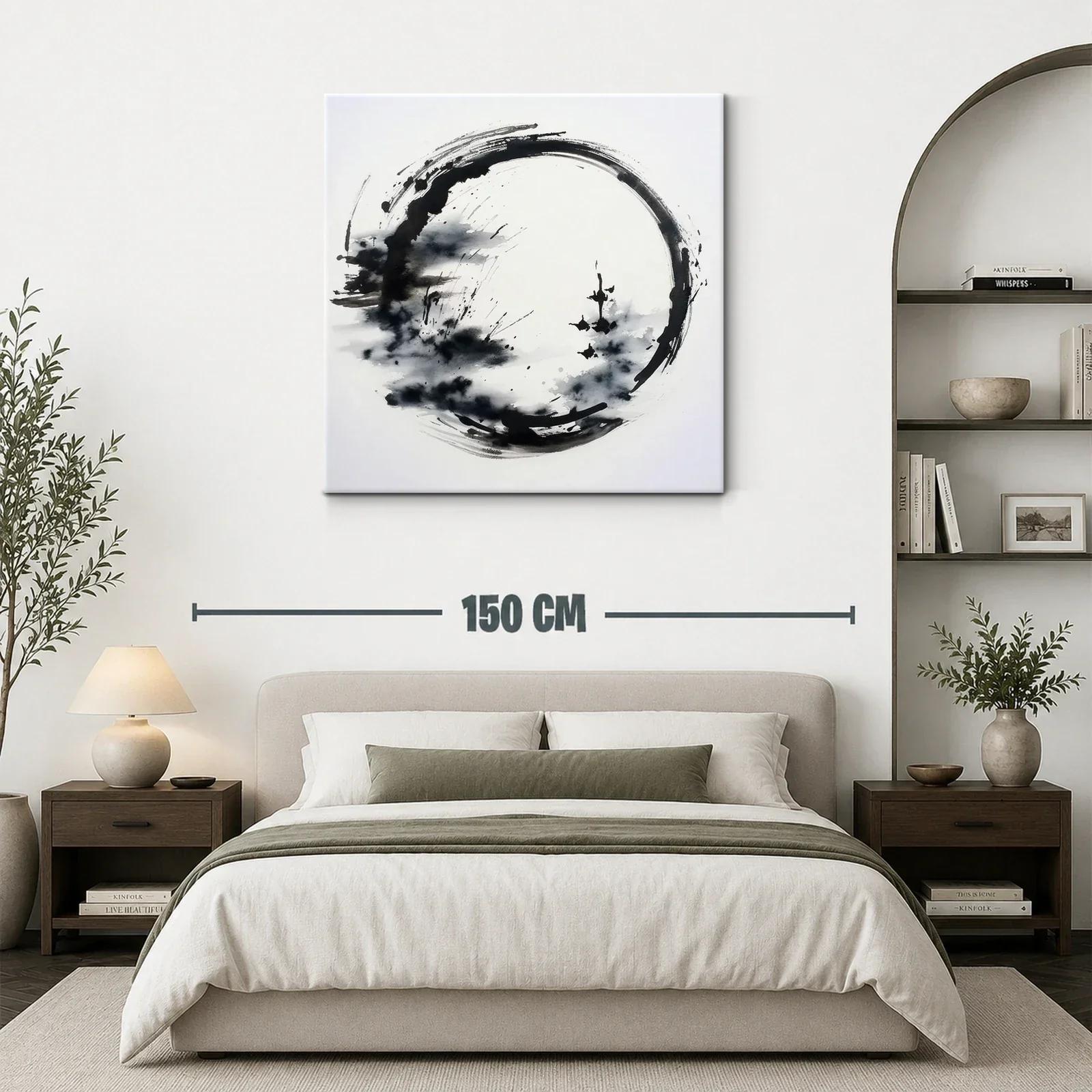 Cuadro círculo zen en blanco y negro para espacios modernos — miniatura 3