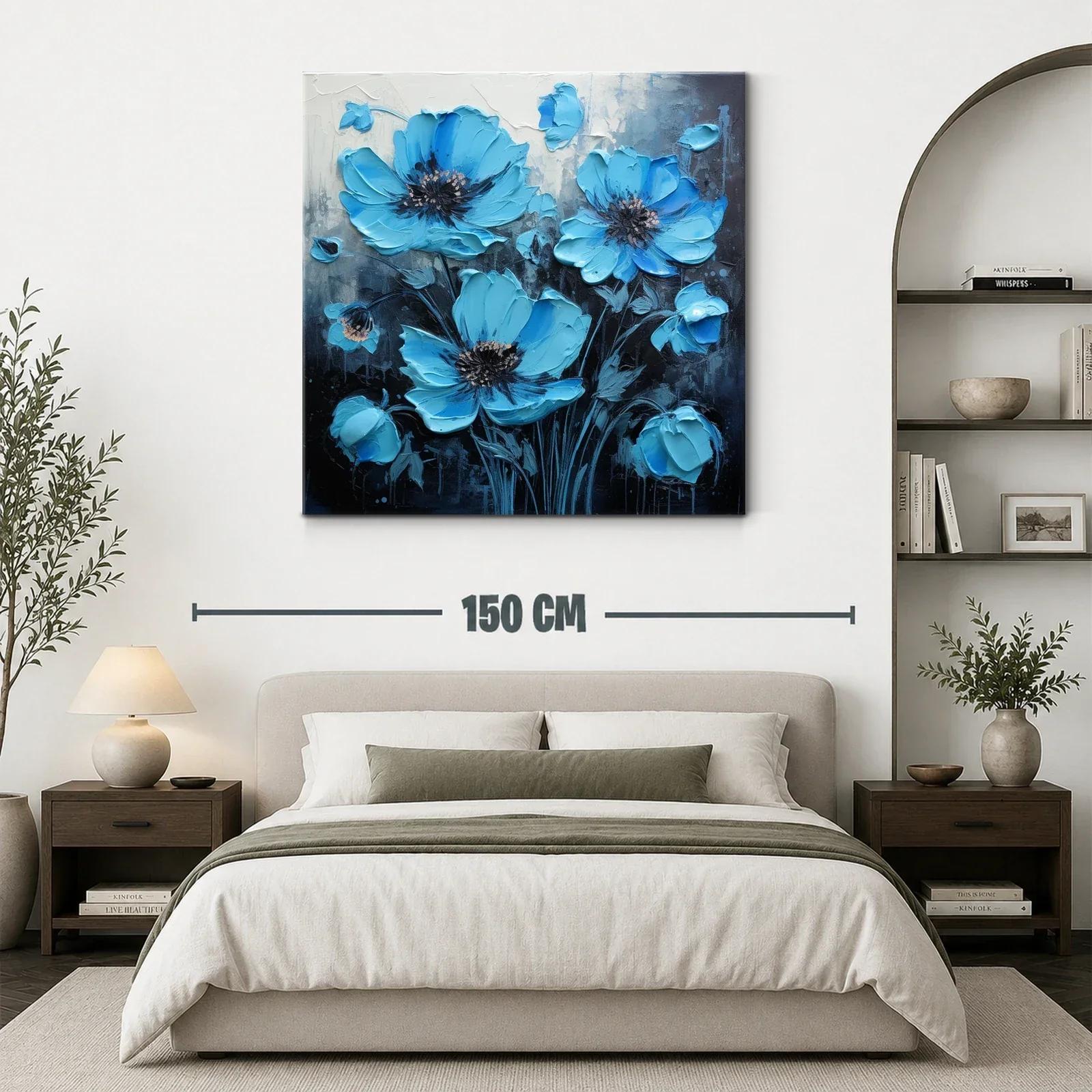 Flores azules vibrantes sobre fondo oscuro elegante — miniatura 3