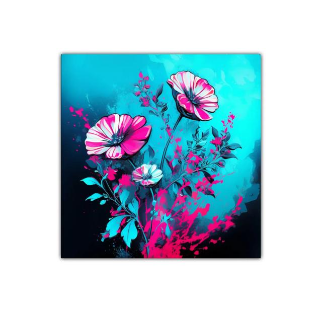 Cuadro decorativo con flores vibrantes y contraste impactante