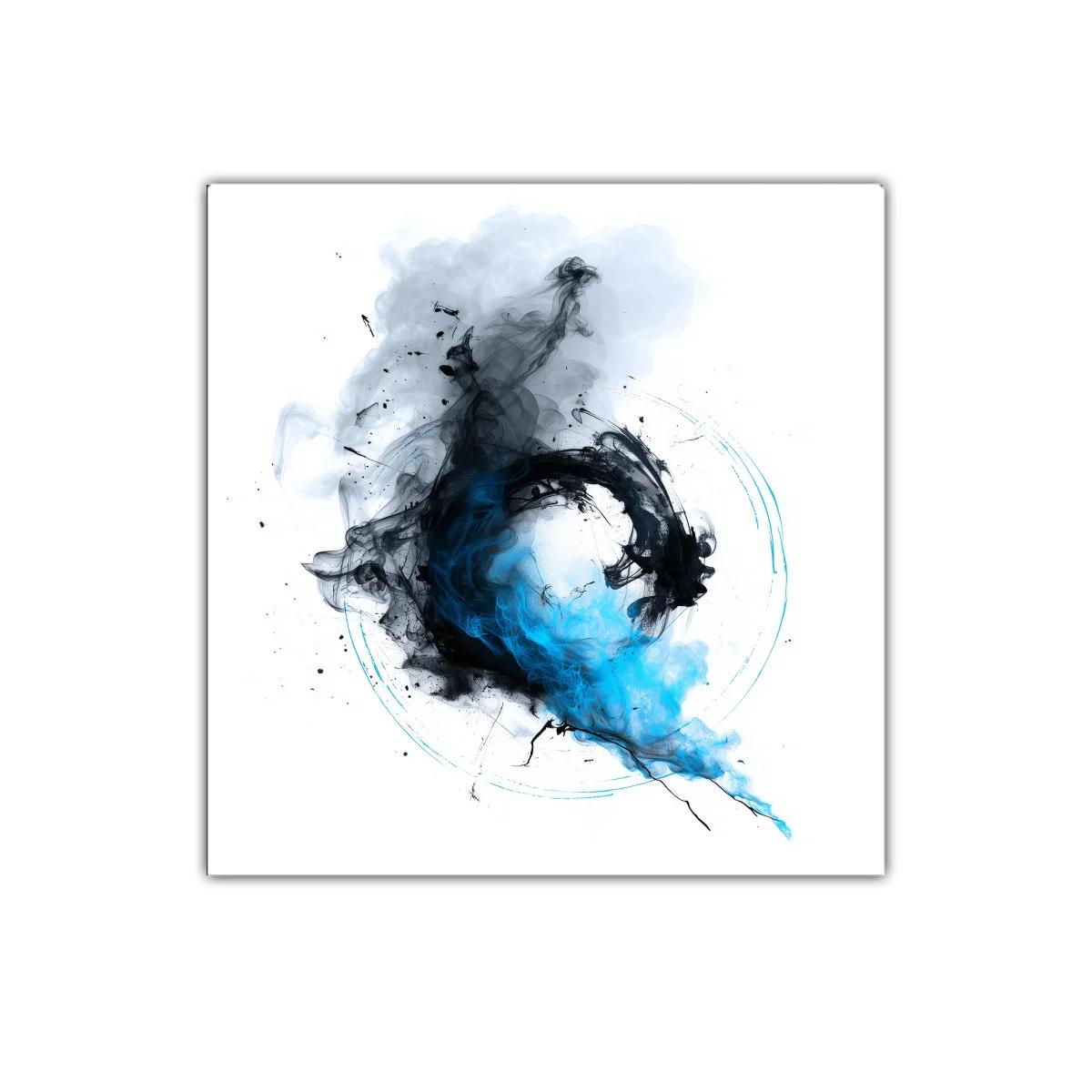 Cuadro abstracto con formas fluidas en azul y negro — imagen principal