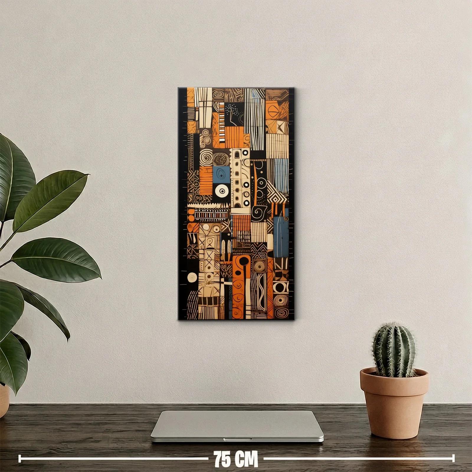 Cuadro mosaico abstracto de espirales y marcas gráficas — miniatura 2