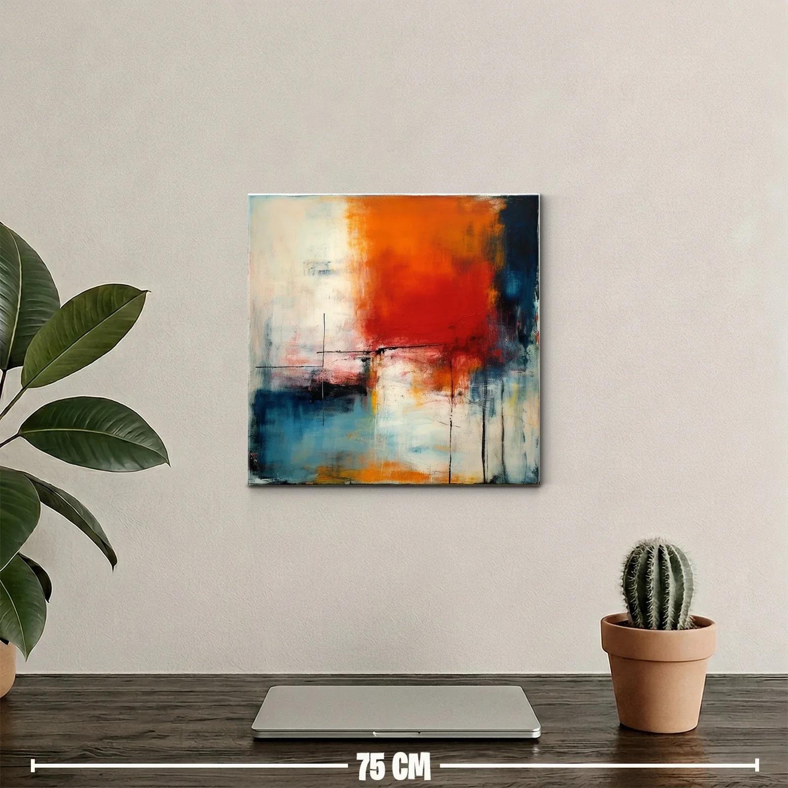 Cuadro abstracto con vibrantes tonos cálidos y fríos equilibrados — miniatura 2