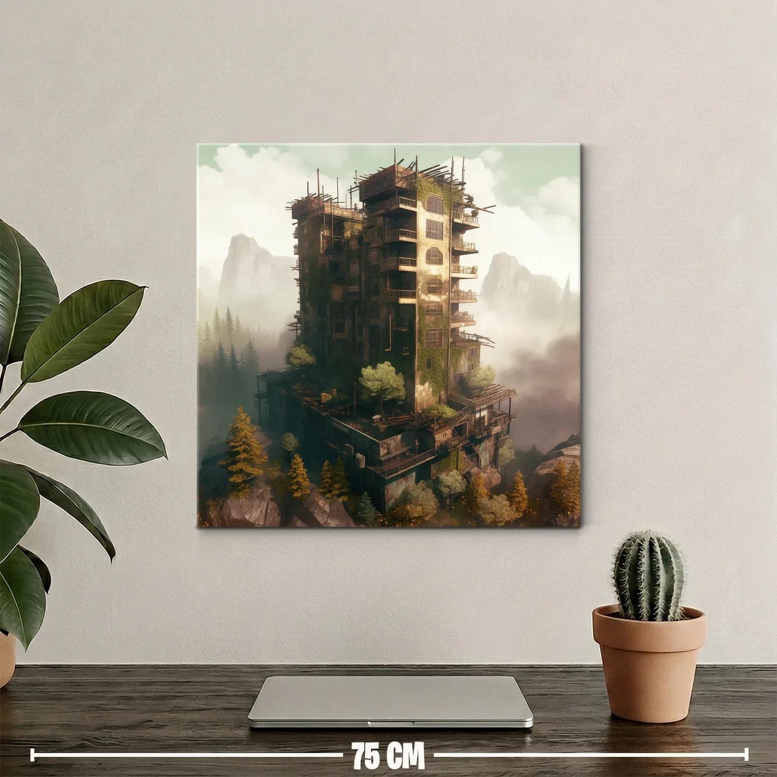 Edificio abandonado entre naturaleza y niebla misteriosa — miniatura 2