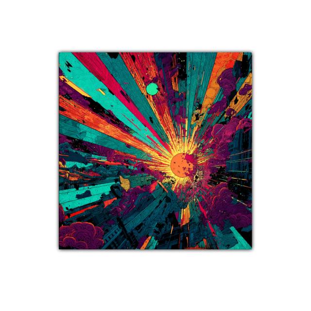 Estallido de luz cósmica con vibrantes colores contrastantes