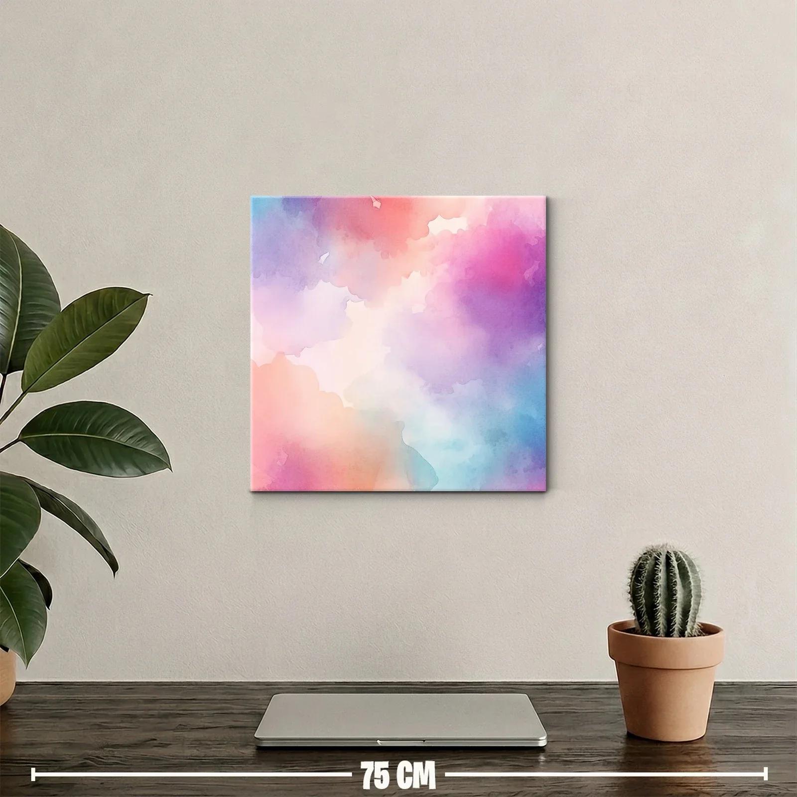 Cuadro abstracto con tonos pastel y efecto acuarela — miniatura 2