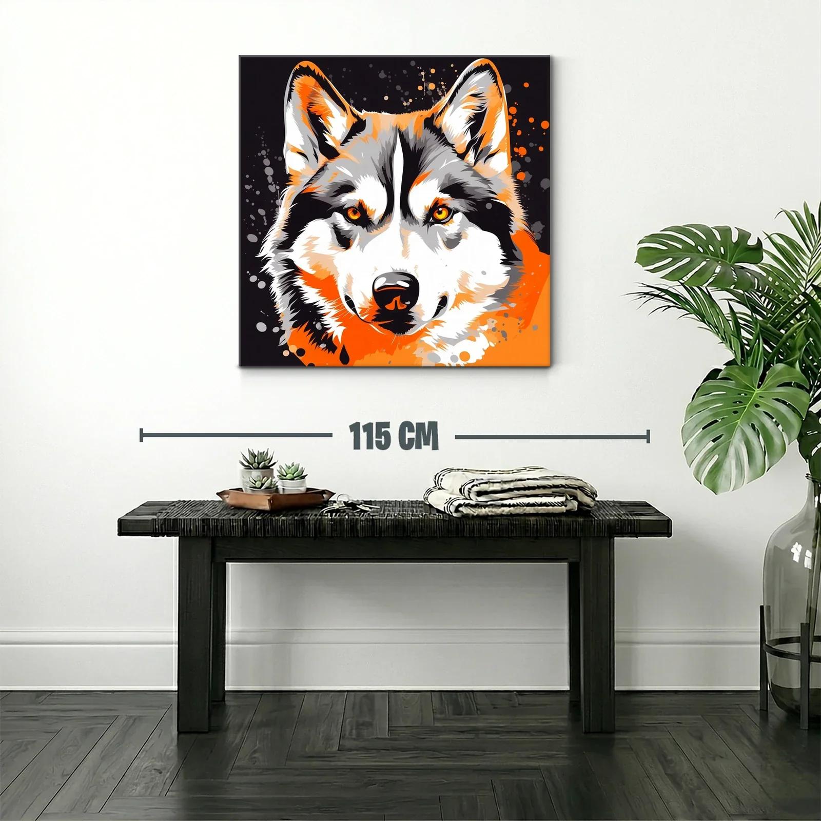 Retrato vibrante de lobo con tonos cálidos y energía dinámica — miniatura 2