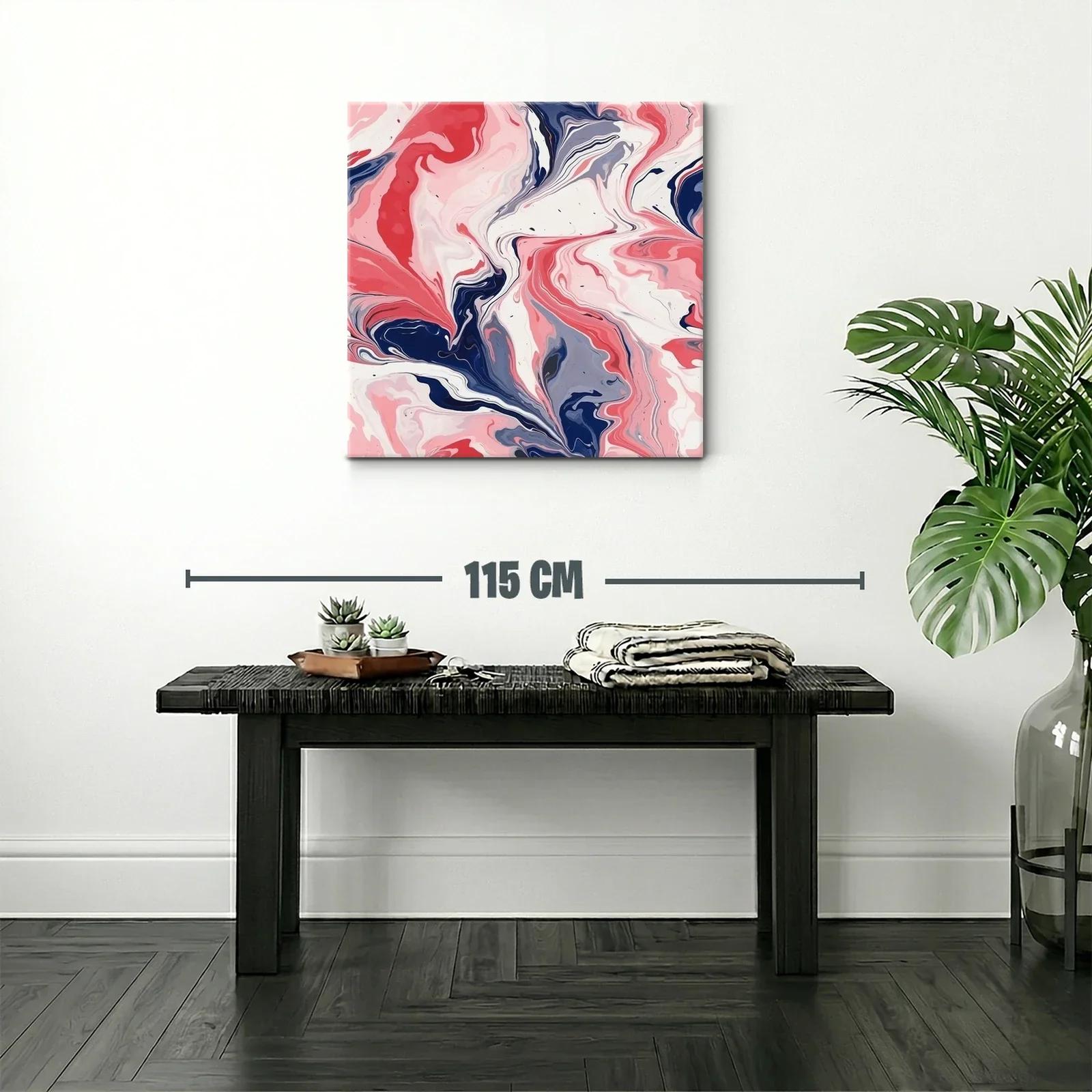 Cuadro abstracto con fluidas formas en tonos rosa y azul — miniatura 2