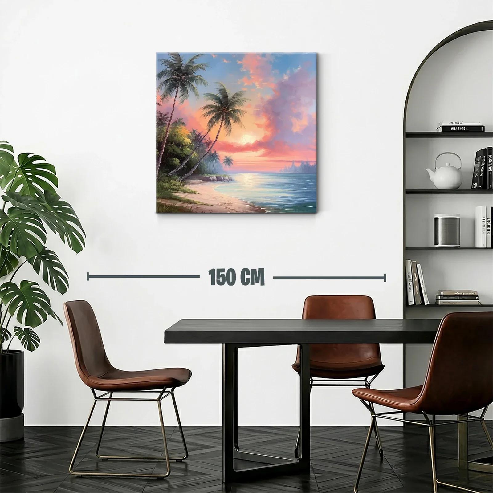 Atardecer tropical con palmeras junto al mar — miniatura 2