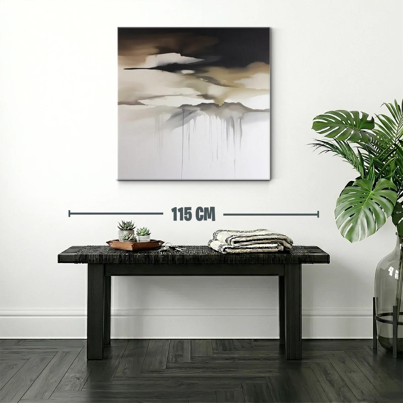 Cuadro abstracto con tonos tierra y grises suaves — miniatura 2
