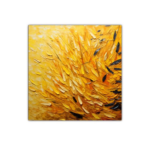 Cuadro vibrante con textura en tonos amarillos y negros