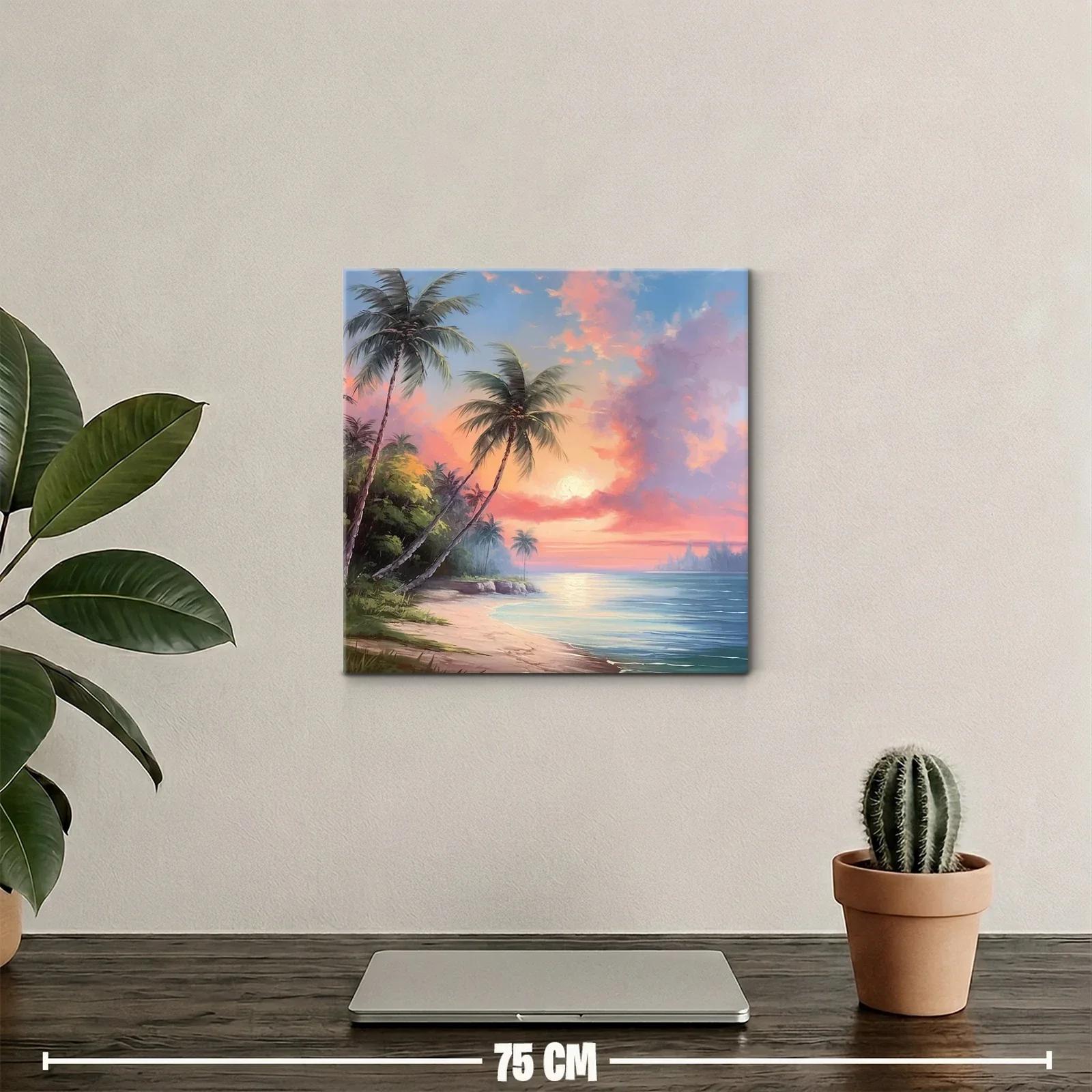Atardecer tropical con palmeras junto al mar — miniatura 2
